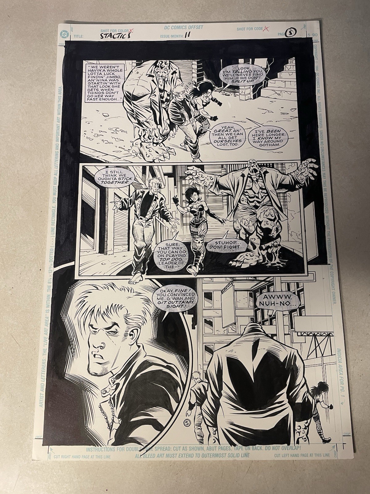 SCARE TACTICS #11 original comic art 1998 TEAM SEARCHES GOTHAM CITY SLITHER DC
