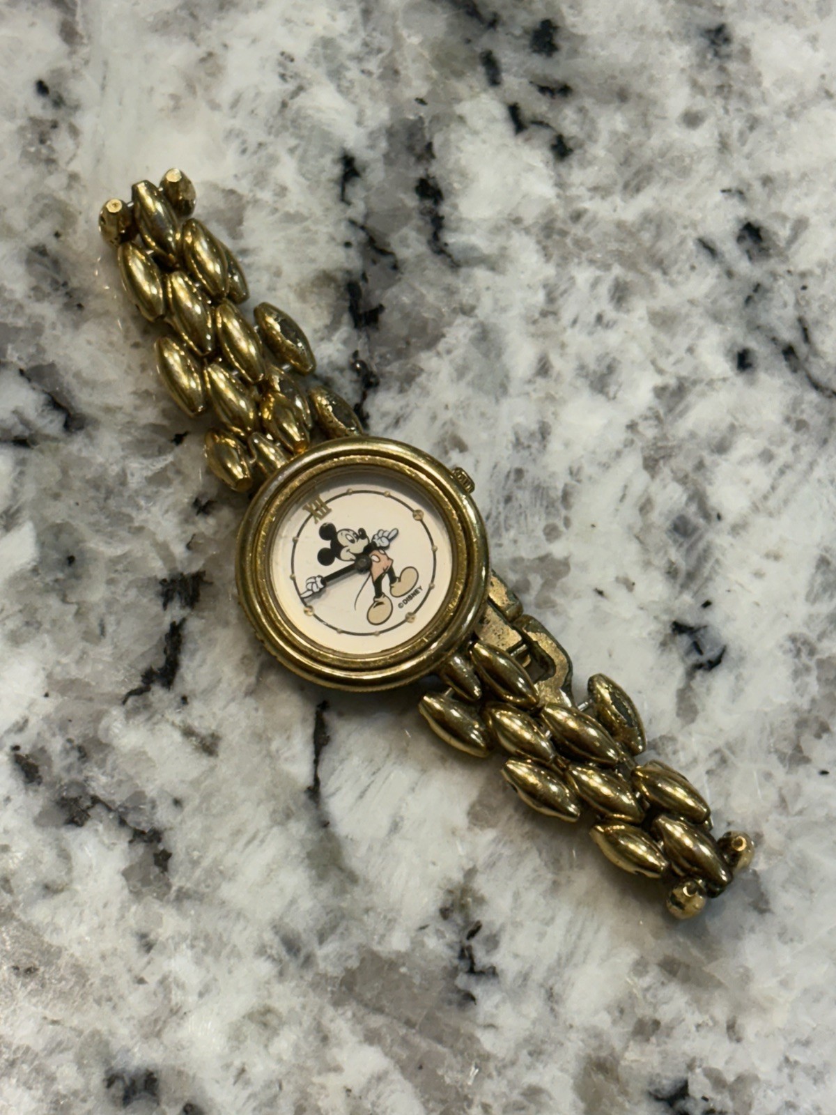 Vintage Rare Disney Mickie Watch Gold-Tone Stretch Band Japan 85/8012 Stainless Vintage Rare Disney Mickie Watch Gold-Tone Stretch Band Japan 85/8012 Stainless