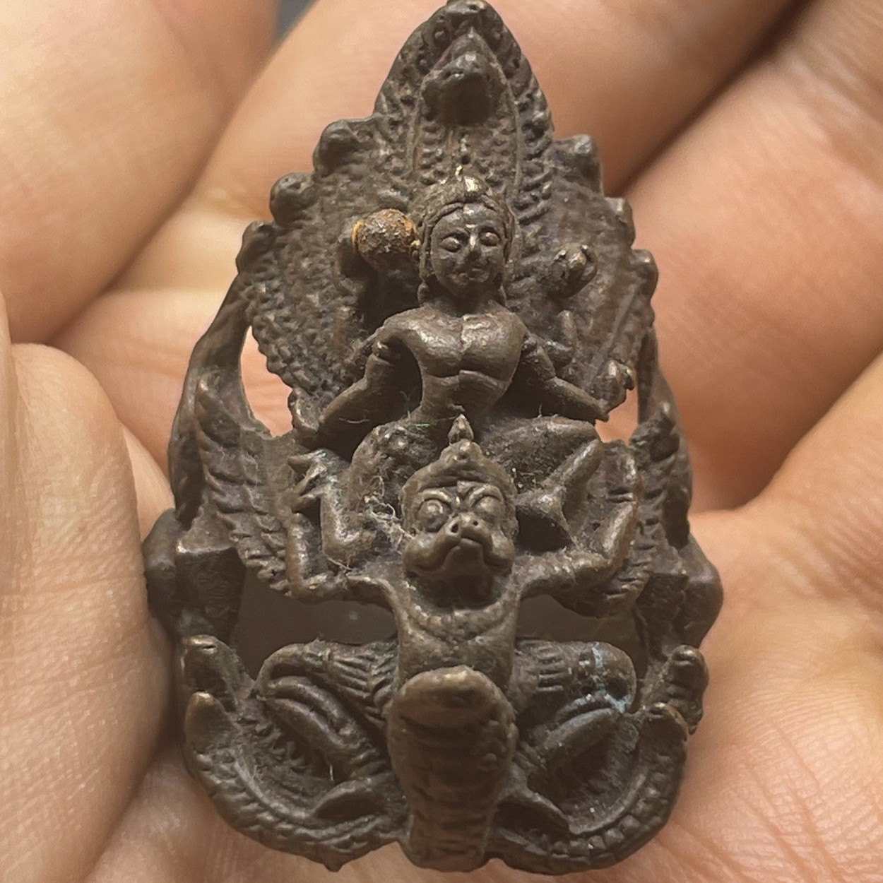 Ancient South Asian Tibetan Bronze Buddha Carved Rare Authentic Ring