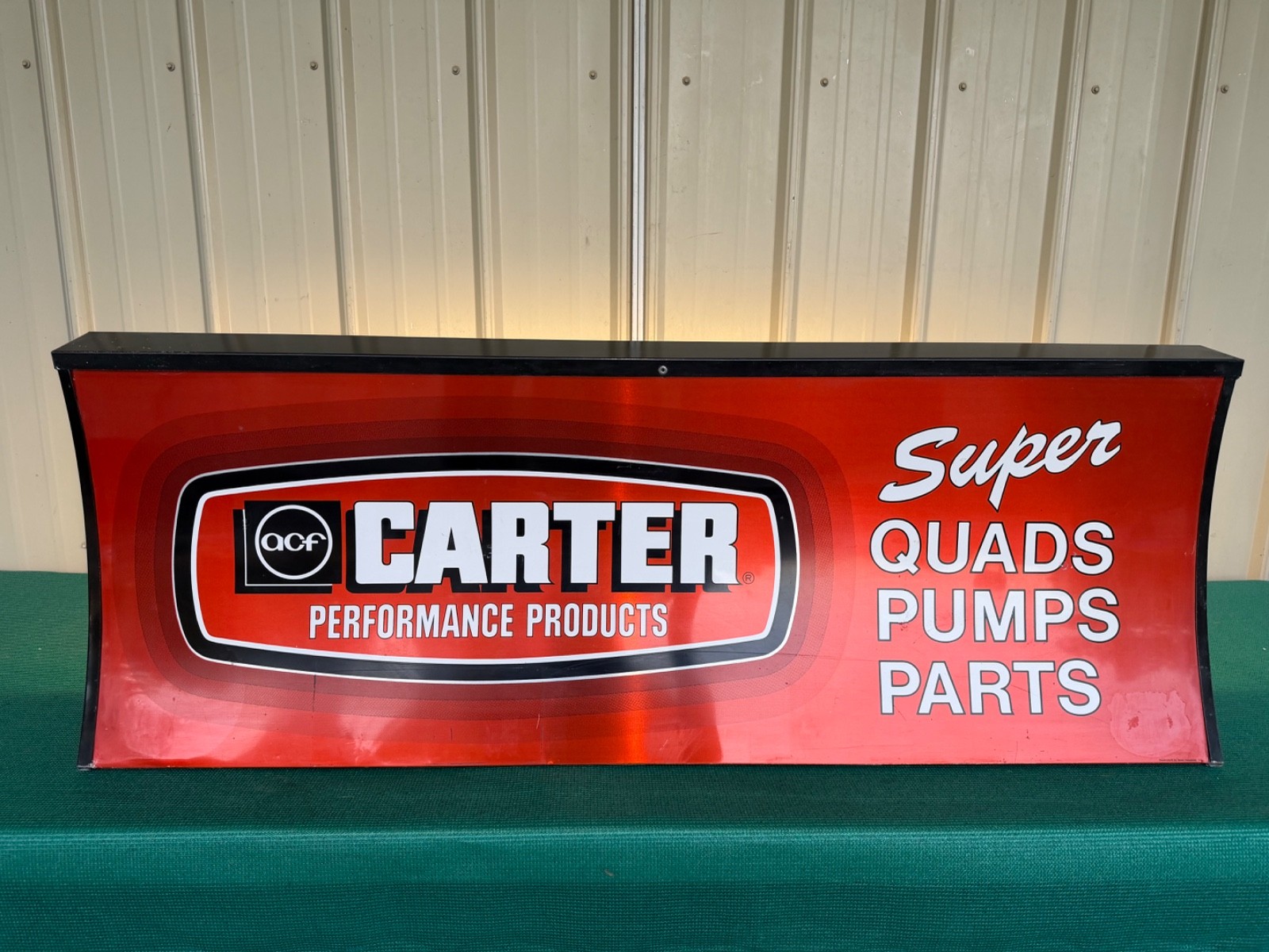 Vintage Carter Carburetor Advertisement Sign and Cabinet for Parts Book Holder Vintage Carter Carburetor Advertisement Sign and Cabinet for Parts Book Holder
