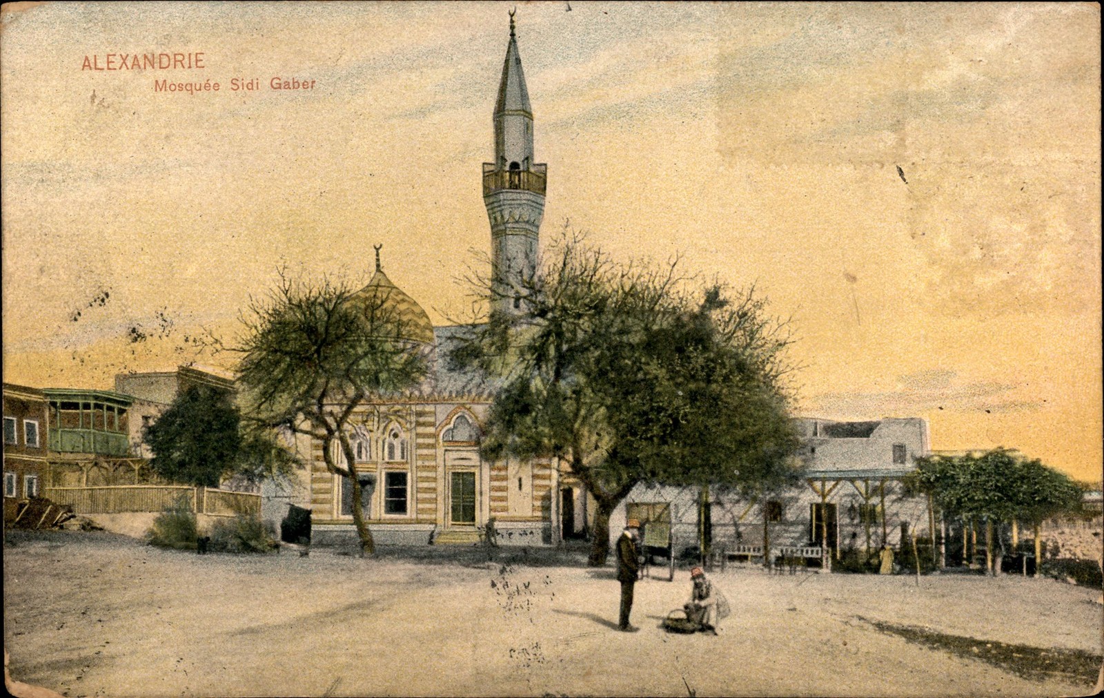 1911 Alexandria Egypt Sidi Gaber Mosque Minaret Divided Back Postcard