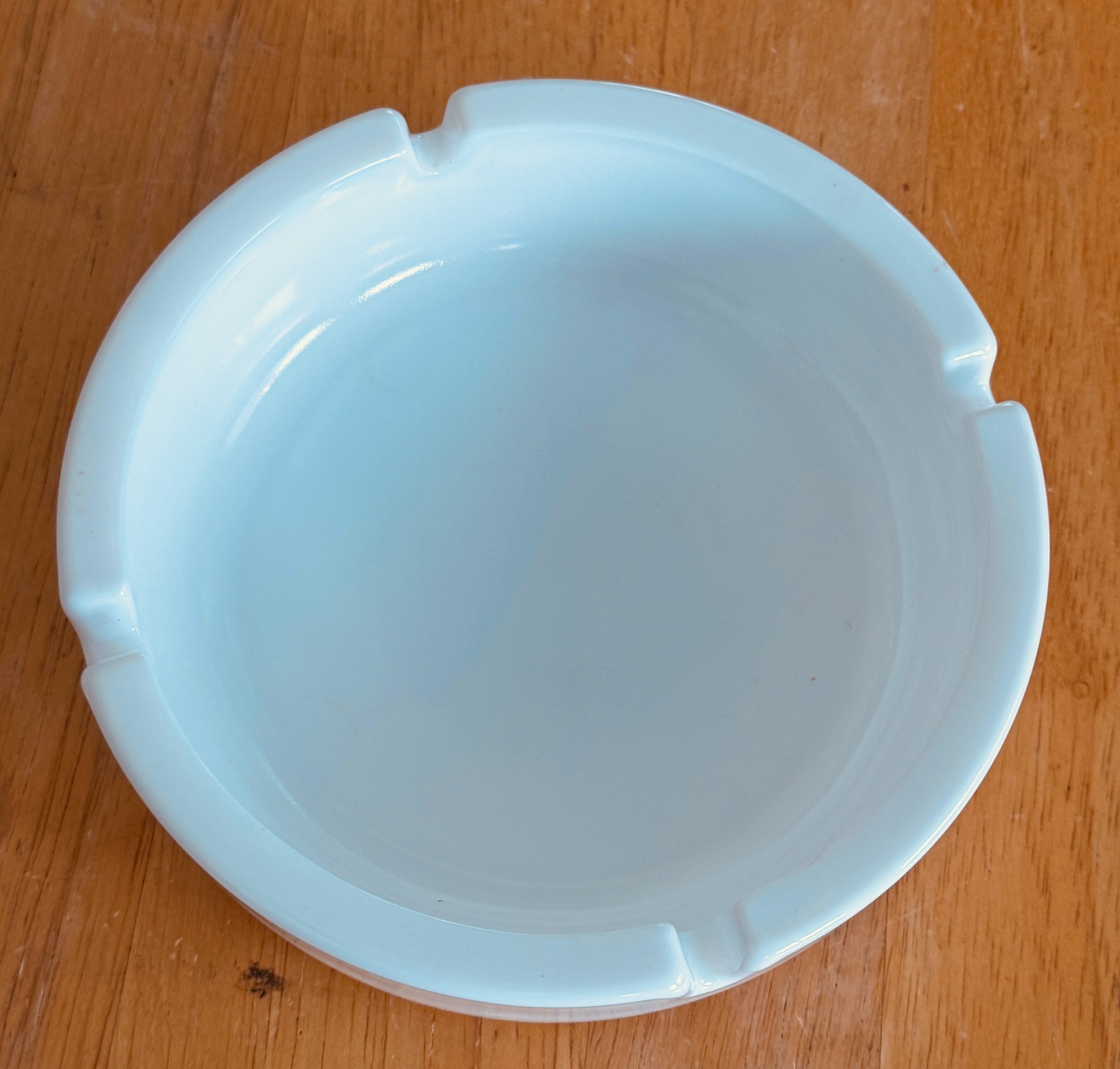 Opalex White Milk Glass Round Ashtray France 26 On Bottom 4 slots 5 1/2\