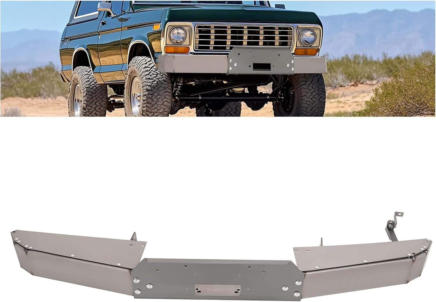 Front Bumper Compatible with 1967-1979 Ford Bronco F250 F350 Hi-Boy W/Winch Plat Front Bumper Compatible with 1967-1979 Ford Bronco F250 F350 Hi-Boy W/Winch Plat
