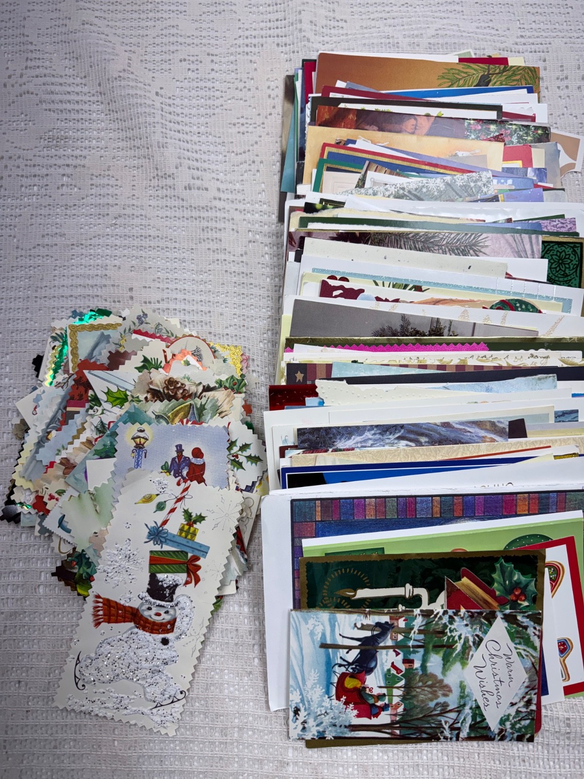 Vtg 3+ lb. Lot Christmas Card fronts used 1950s-90s for card making junk journal Vtg 3+ lb. Lot Christmas Card fronts used 1950s-90s for card making junk journal