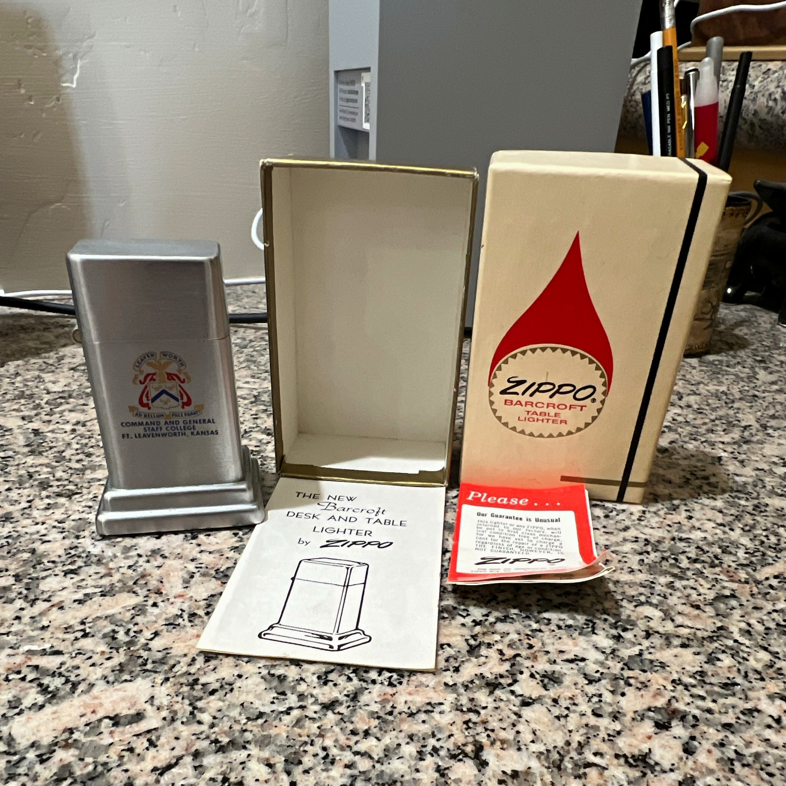 Zippo Barcroft Table Lighter w/ Original Box, Command and General Staff College
