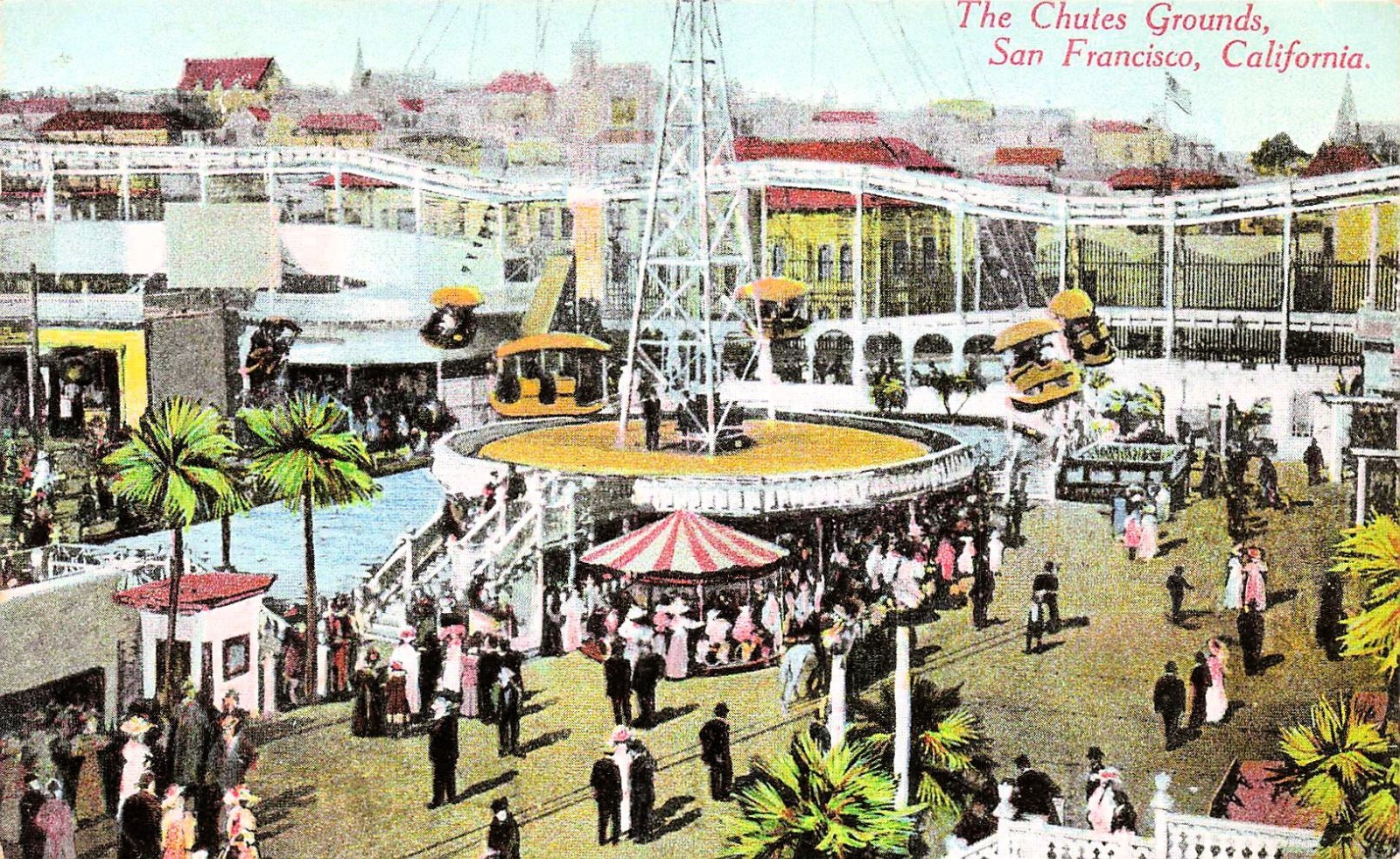 San Francisco Fillmore Chutes Amusement Park Vtg Postcard K21