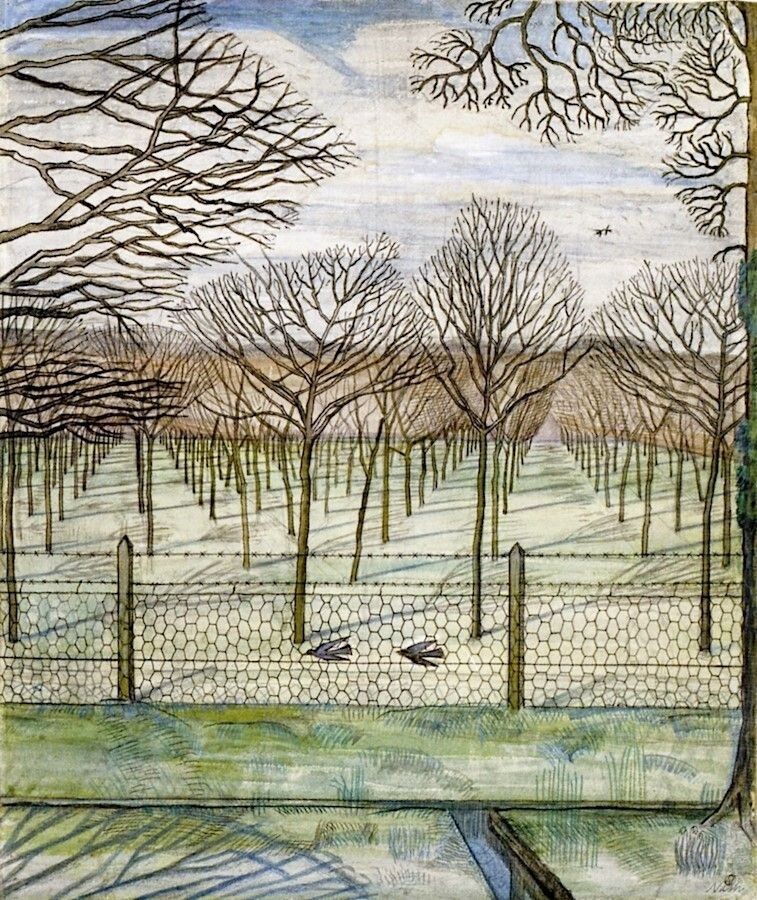 Oil painting The-Cherry-Orchard-Paul-Nash-Oil-Painting landscape  c