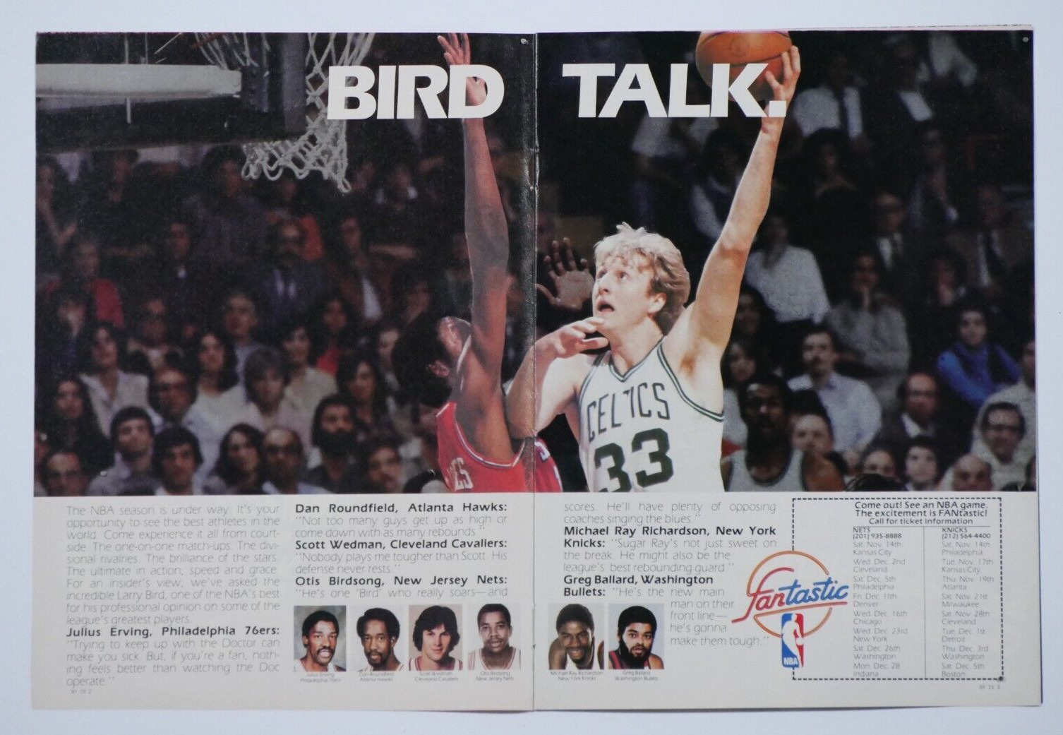 Larry Bird Boston Celtics Rare Fantastic VTG Regional 1981 Print Original Ad 2pg