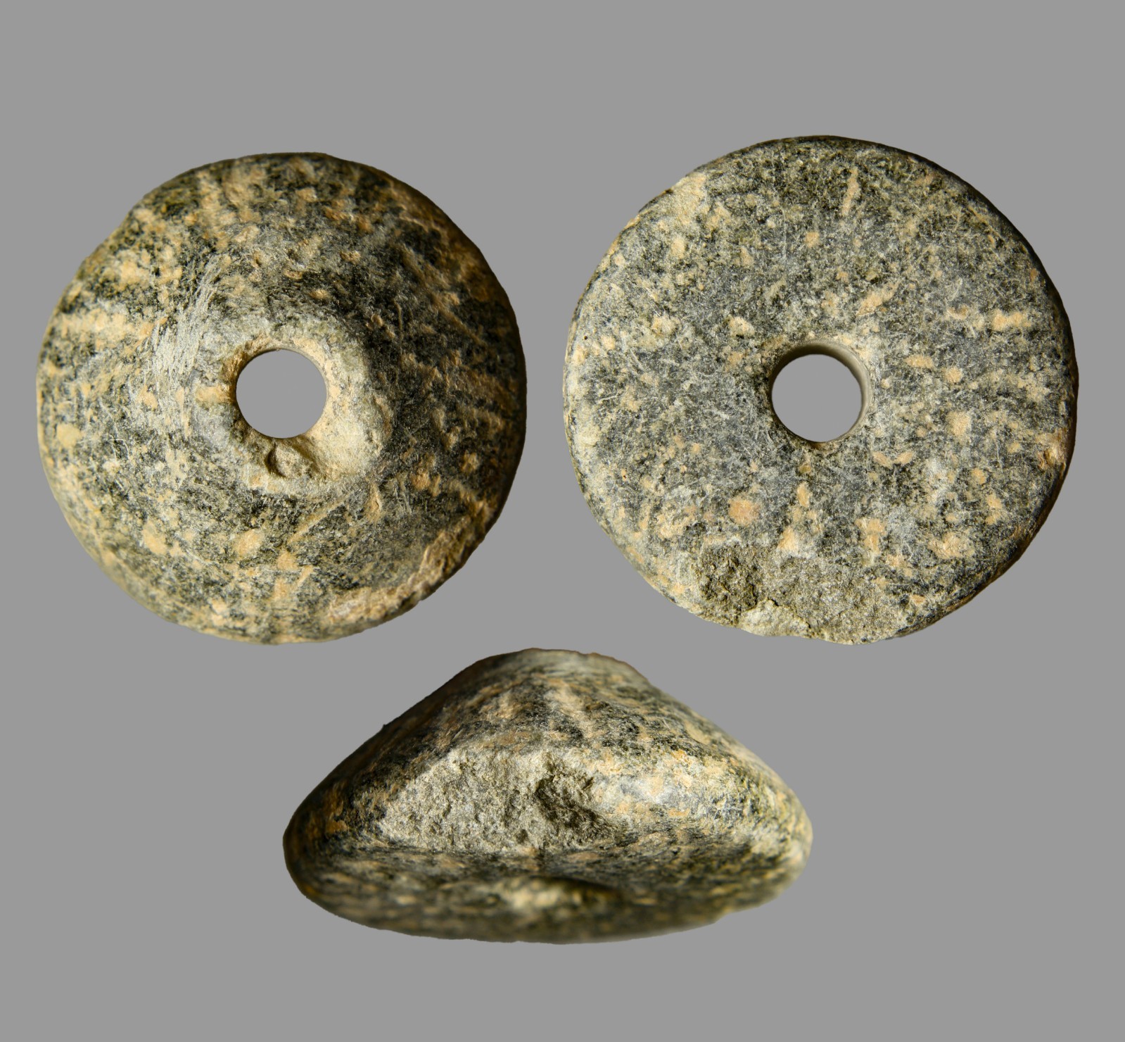 Ancient Near East Granite Stone Spindle Whorl Pendant 25mm c. 1000-500 BC COA