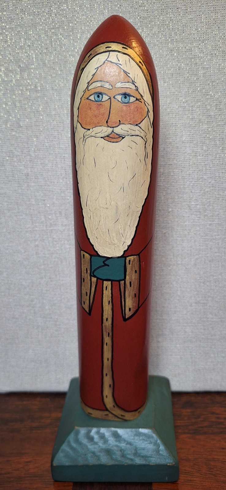 Vtg 1988 Rick Heller Signed Wood Pencil Santa Figure Hand Carved Folk Art 88