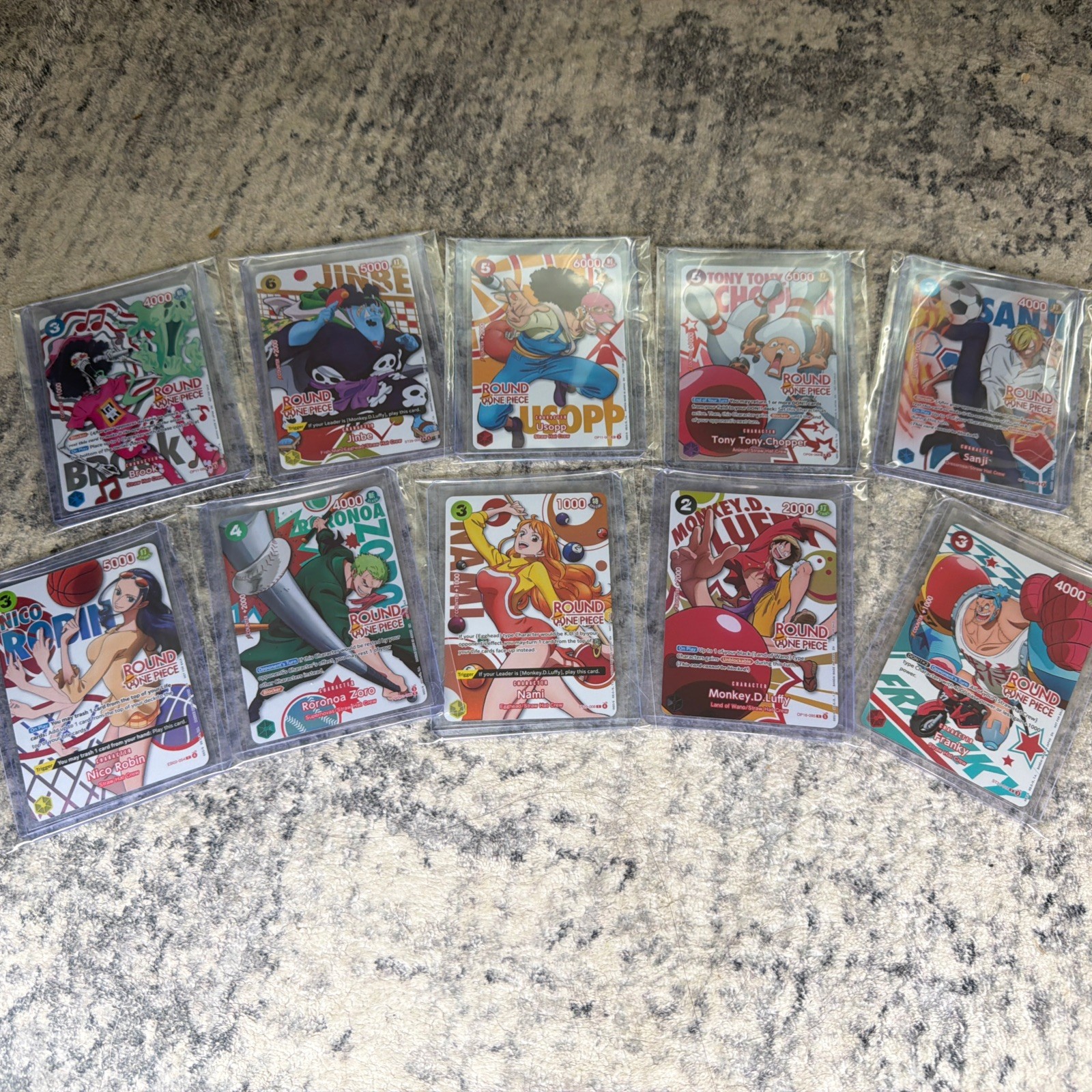 One Piece TCG x Round 1 Promo Complete Set Of 10 English Near Mint One Piece TCG x Round 1 Promo Complete Set Of 10 English Near Mint