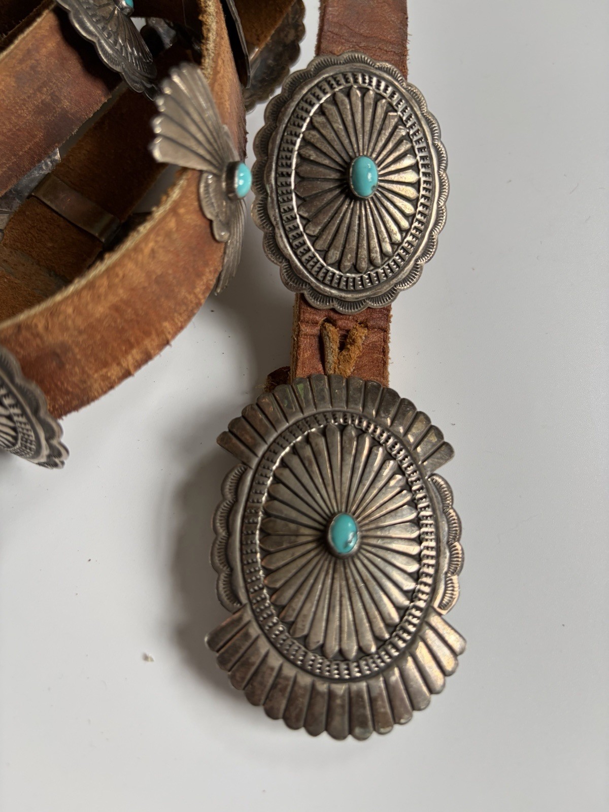 Vintage Navajo Sterling Silver Turquoise Concho Belt Vintage Navajo Sterling Silver Turquoise Concho Belt