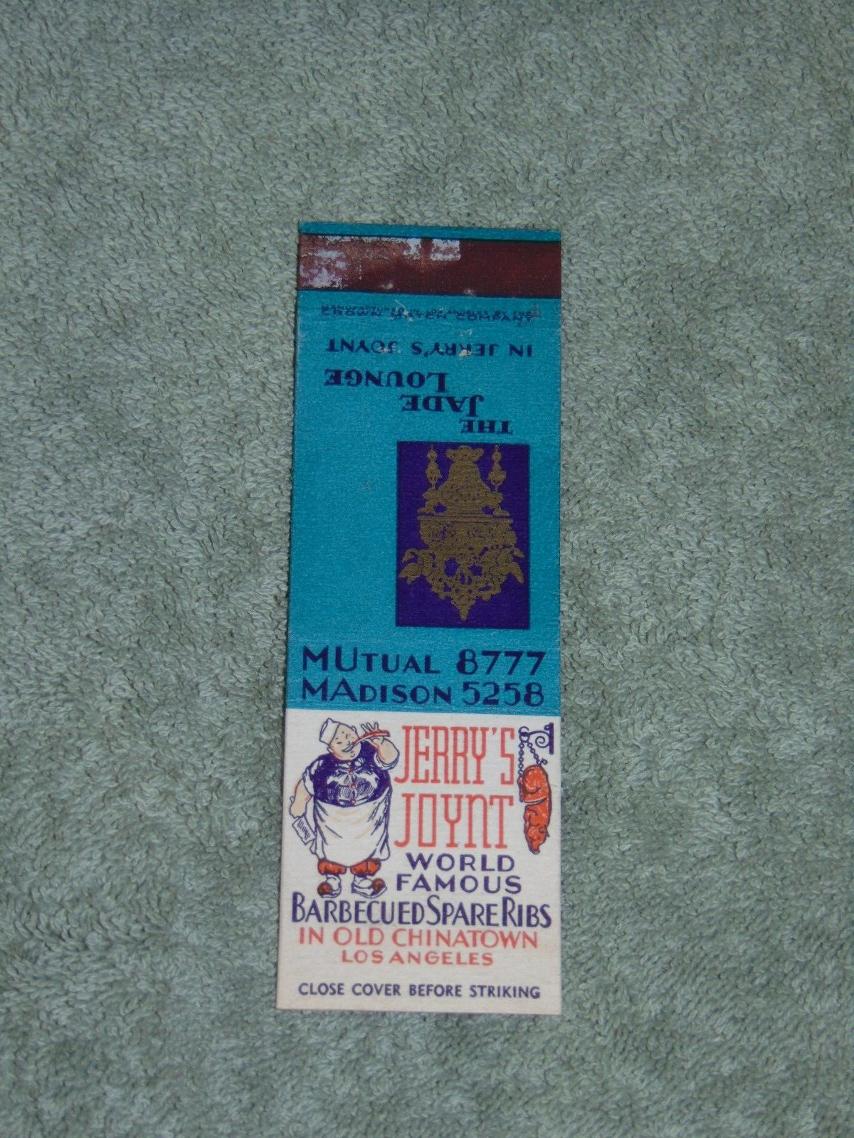 CIRCA 1930's MATCHBOOK COVER: CIRCA 1930's MATCHBOOK COVER: