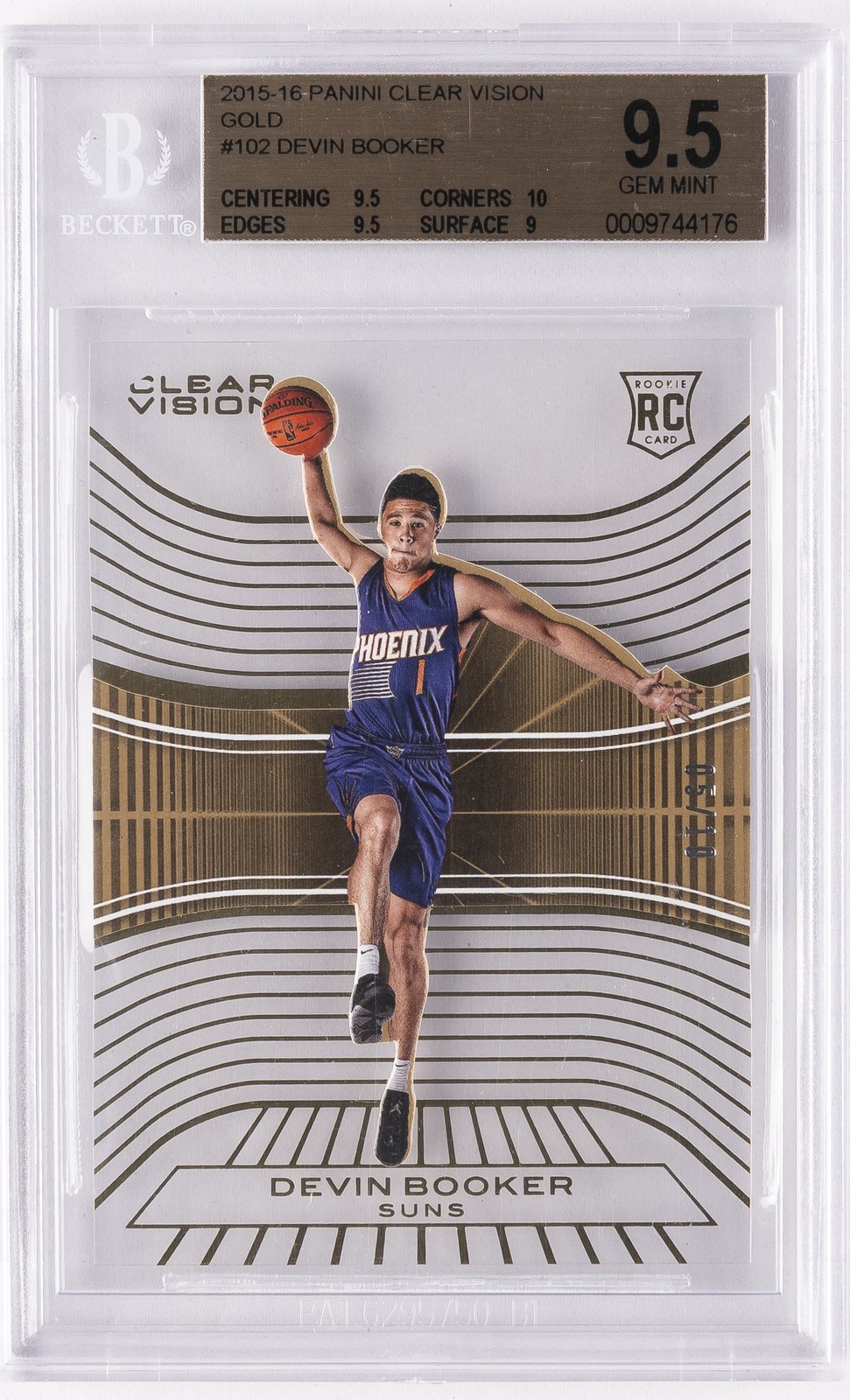 2015-16 PANINI CLEAR VISION #102 GOLD  DEVIN BOOKER BGS 9.5
