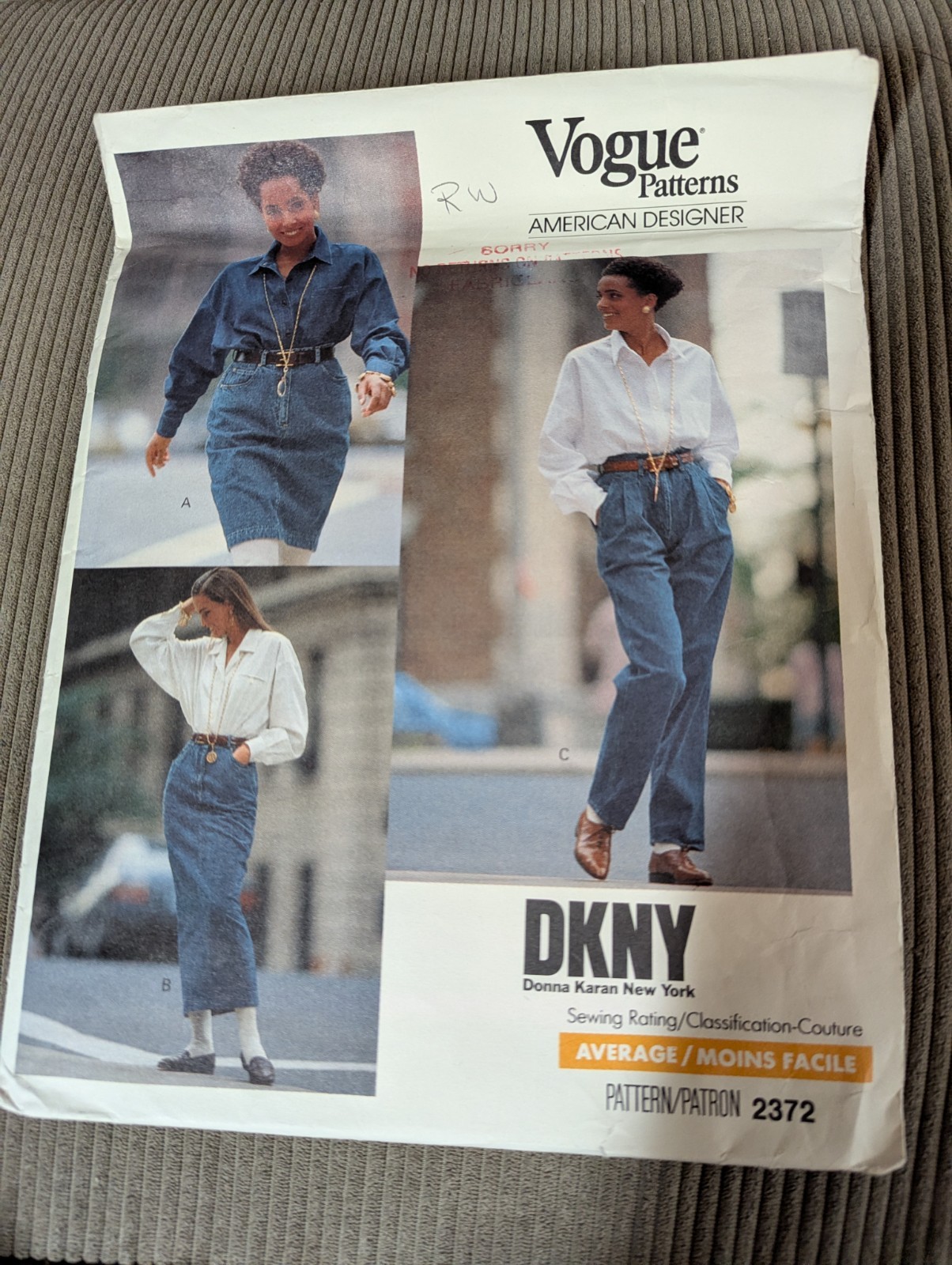 Vintage Vogue DKNY Donna Karan sewing pattern #2372 sz 12-14-16 uncut