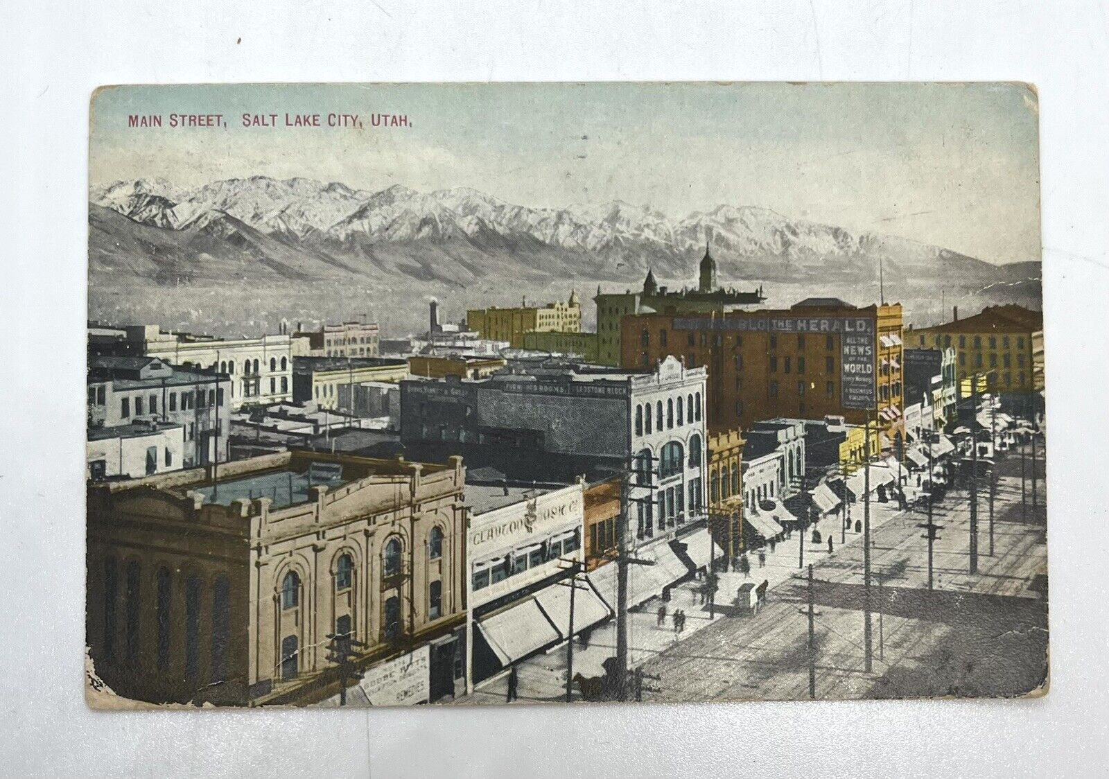 Vintage Main Street Salt Lake City, Utah Postcard 1909