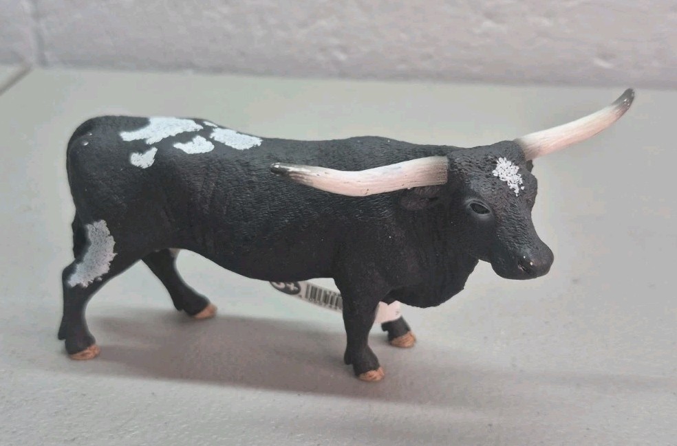Schleich Black Texas Longhorn Cow 13865 Retired Farm World Toy Figure NWT