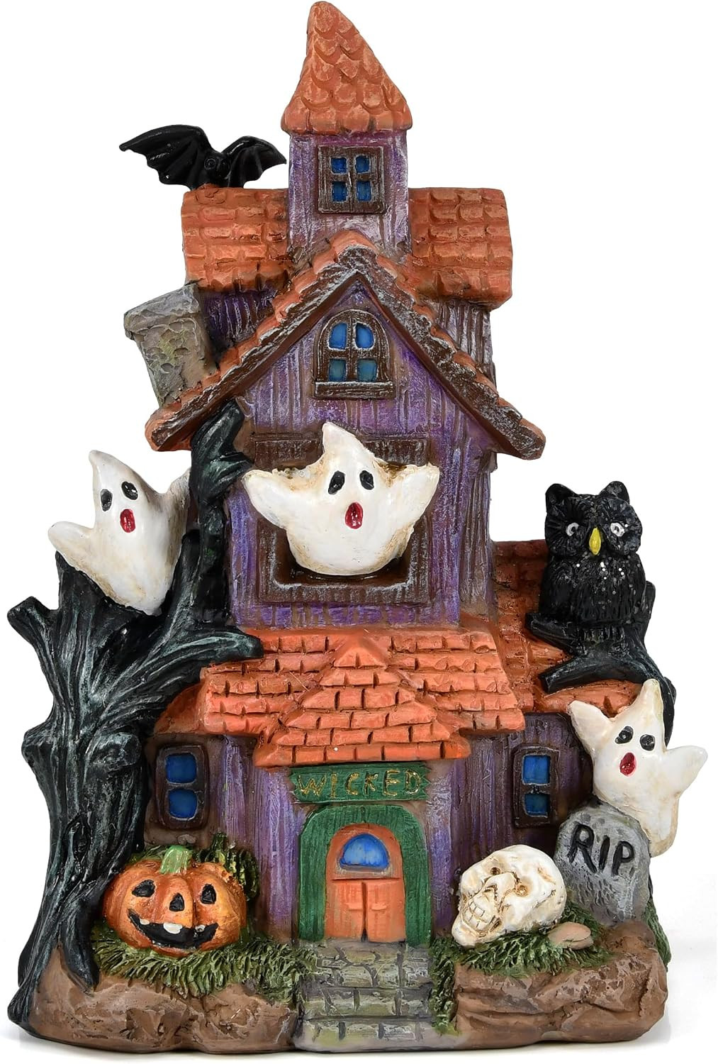 9 Inch Halloween Haunted House Figurine Resin Village Display