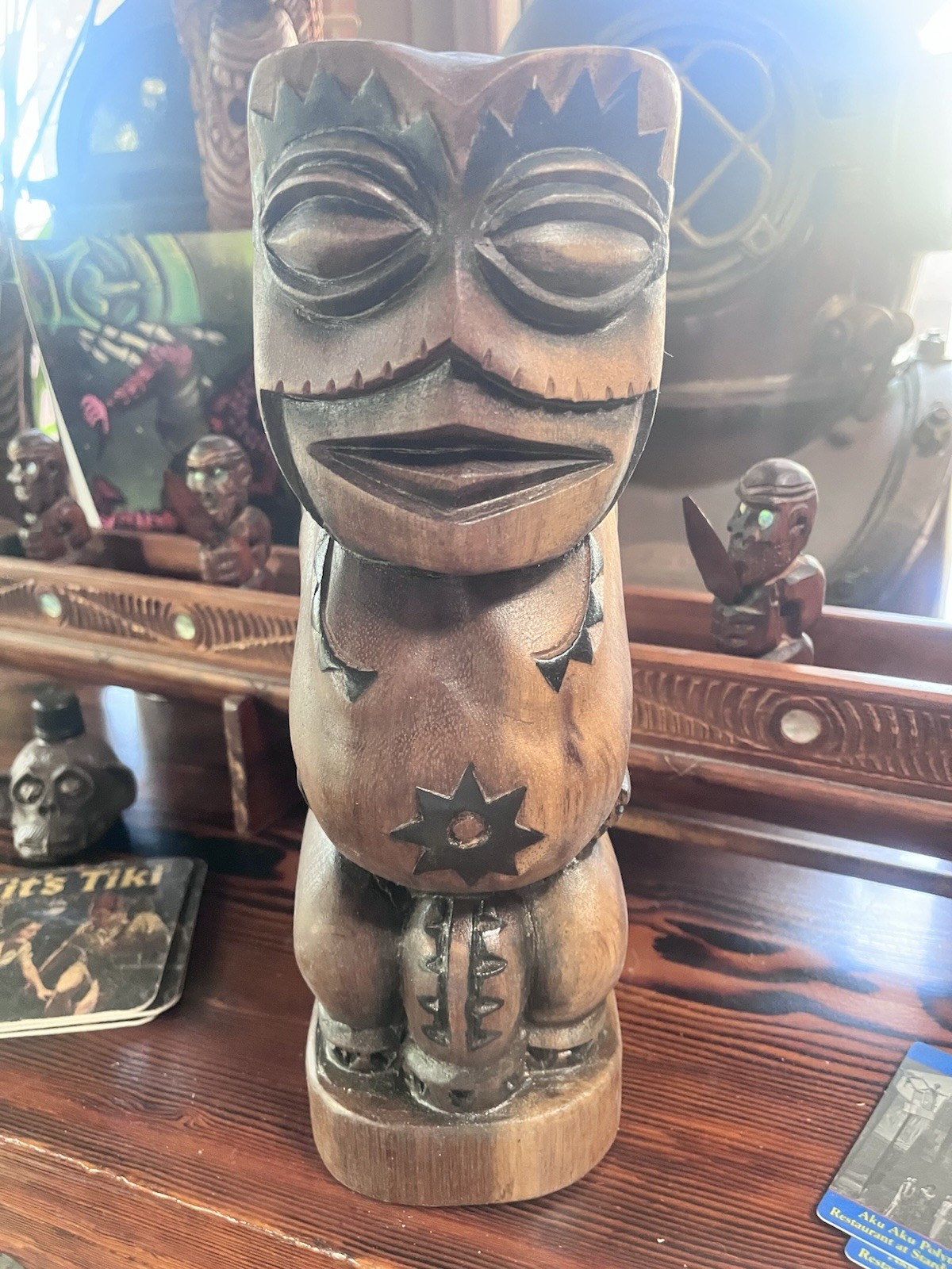 New 11.5” Tall Traditional Tongan Style Monkey Pod Wood Tiki bar Decor Oceanic New 11.5” Tall Traditional Tongan Style Monkey Pod Wood Tiki bar Decor Oceanic
