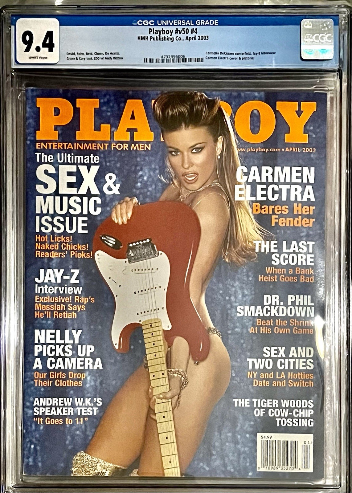 Playboy Carmen Electra Cover April 2003 CGC 9.4 Sex & Music #v50 #4 JAY-Z Playboy Carmen Electra Cover April 2003 CGC 9.4 Sex & Music #v50 #4 JAY-Z