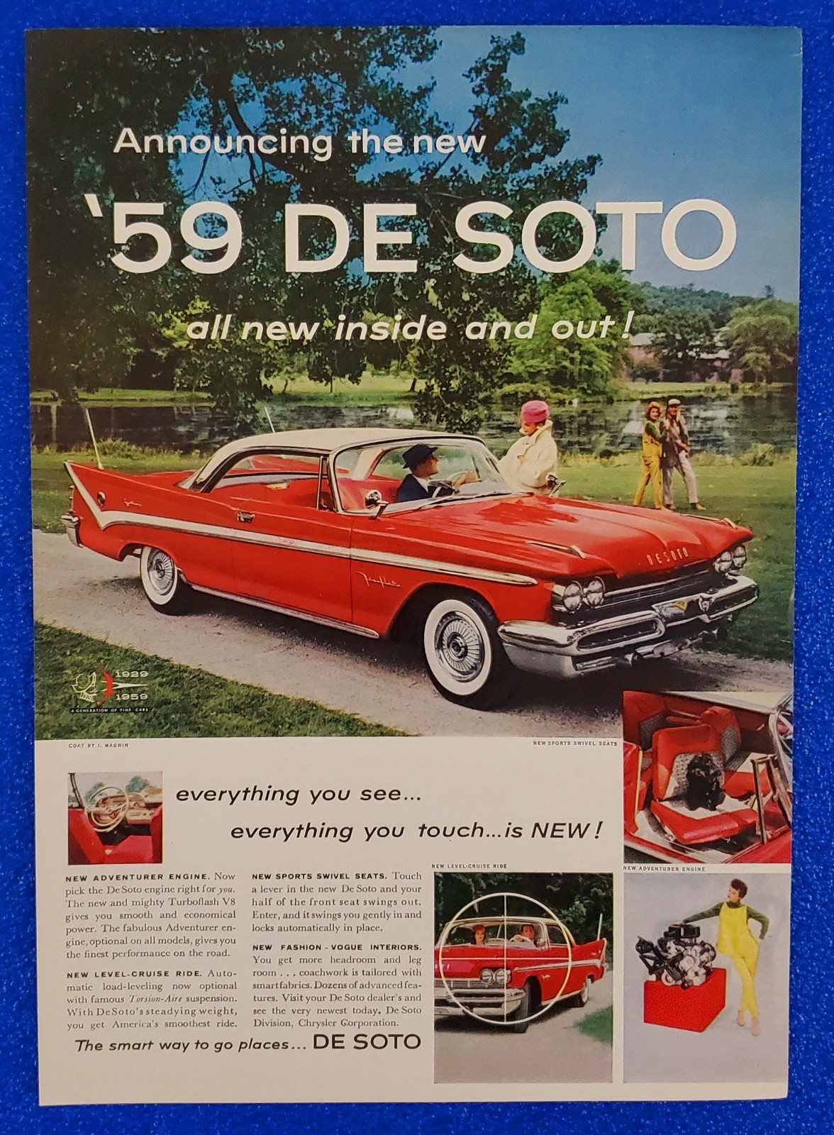 1959 CLASSIC DE SOTO FIREFLITE 2 DR SEDAN ORIGINAL VINTAGE PRINT AD CHRYSLER 1959 CLASSIC DE SOTO FIREFLITE 2 DR SEDAN ORIGINAL VINTAGE PRINT AD CHRYSLER