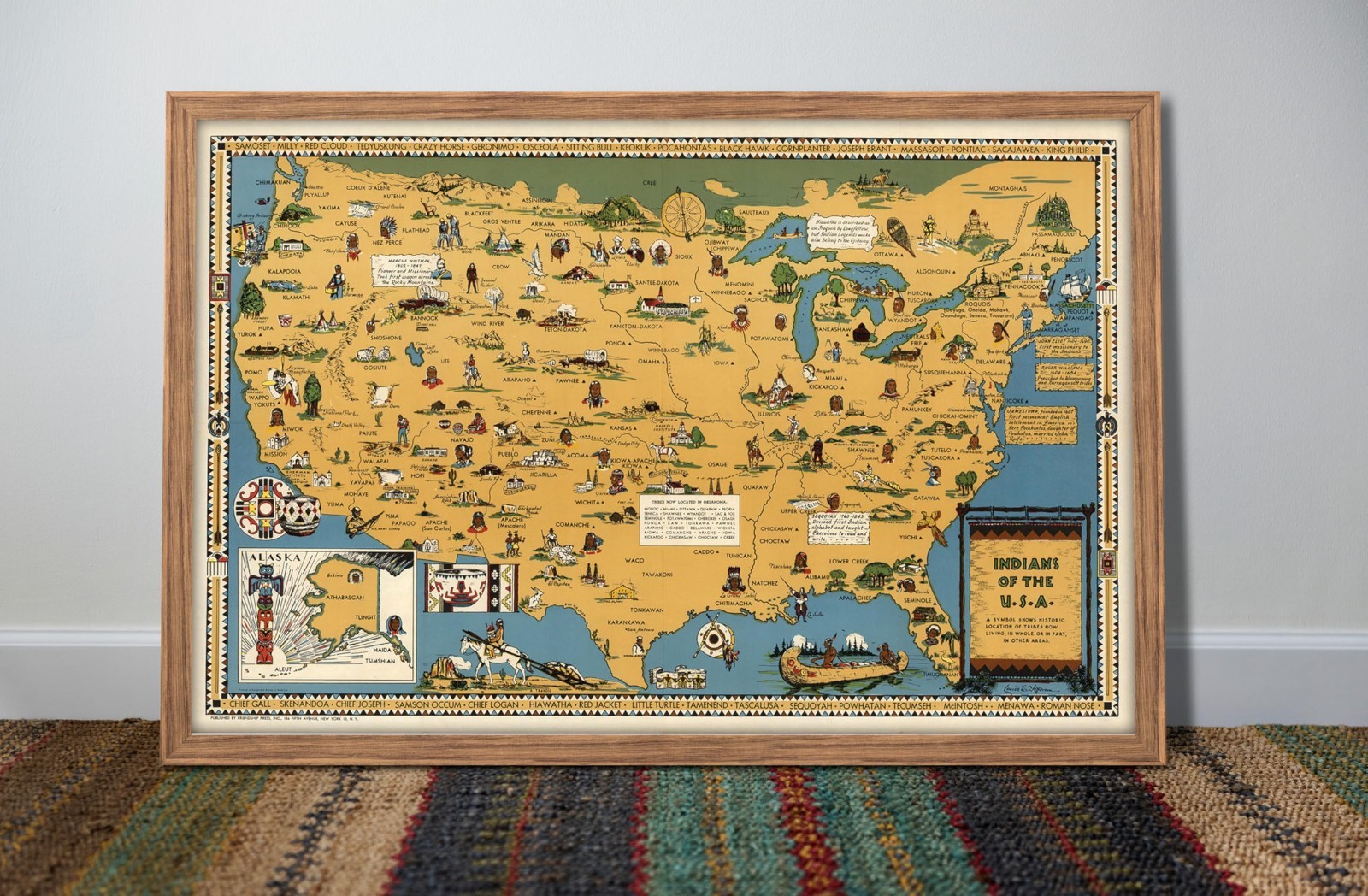 Vintage 1944 Native American Tribes Map Poster - Historical Art Print 16\ Vintage 1944 Native American Tribes Map Poster - Historical Art Print 16\
