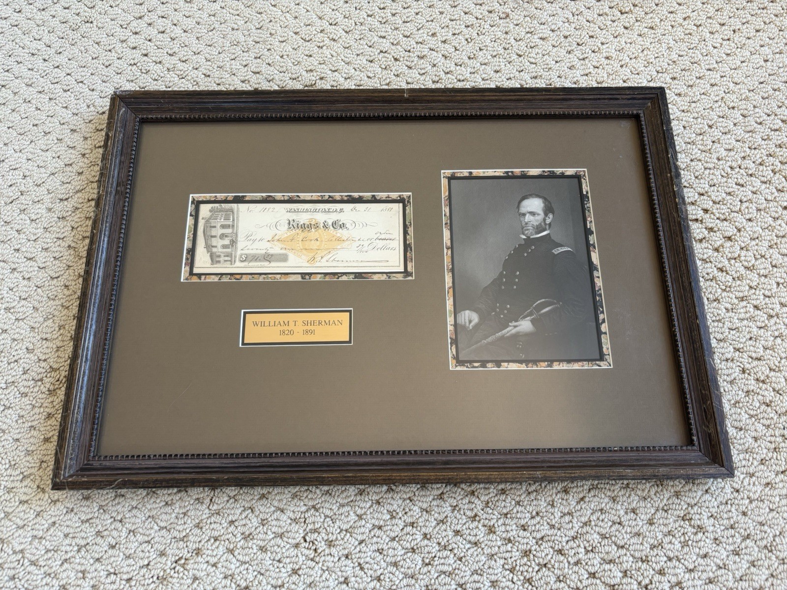 William T Sherman Signed Framed 1881 Check JSA Authentic Auto LOA US General William T Sherman Signed Framed 1881 Check JSA Authentic Auto LOA US General
