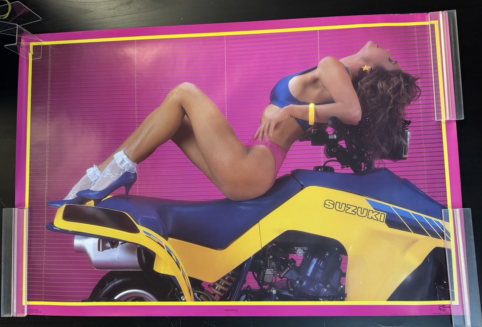 ORIGINAL 1987 Four Play Suzuki LT500 Pinup Poster 23x35 ORIGINAL 1987 Four Play Suzuki LT500 Pinup Poster 23x35