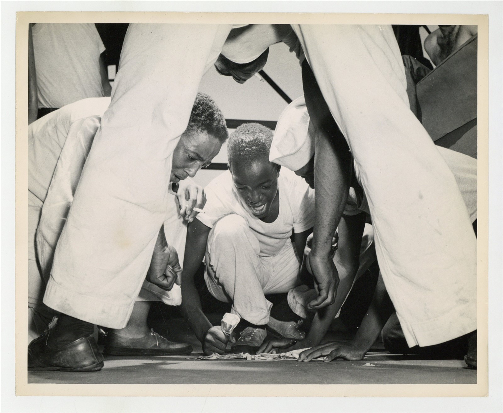 African American Coast Guardsmen 1943 Craps Gambling Black Military Photo J15592