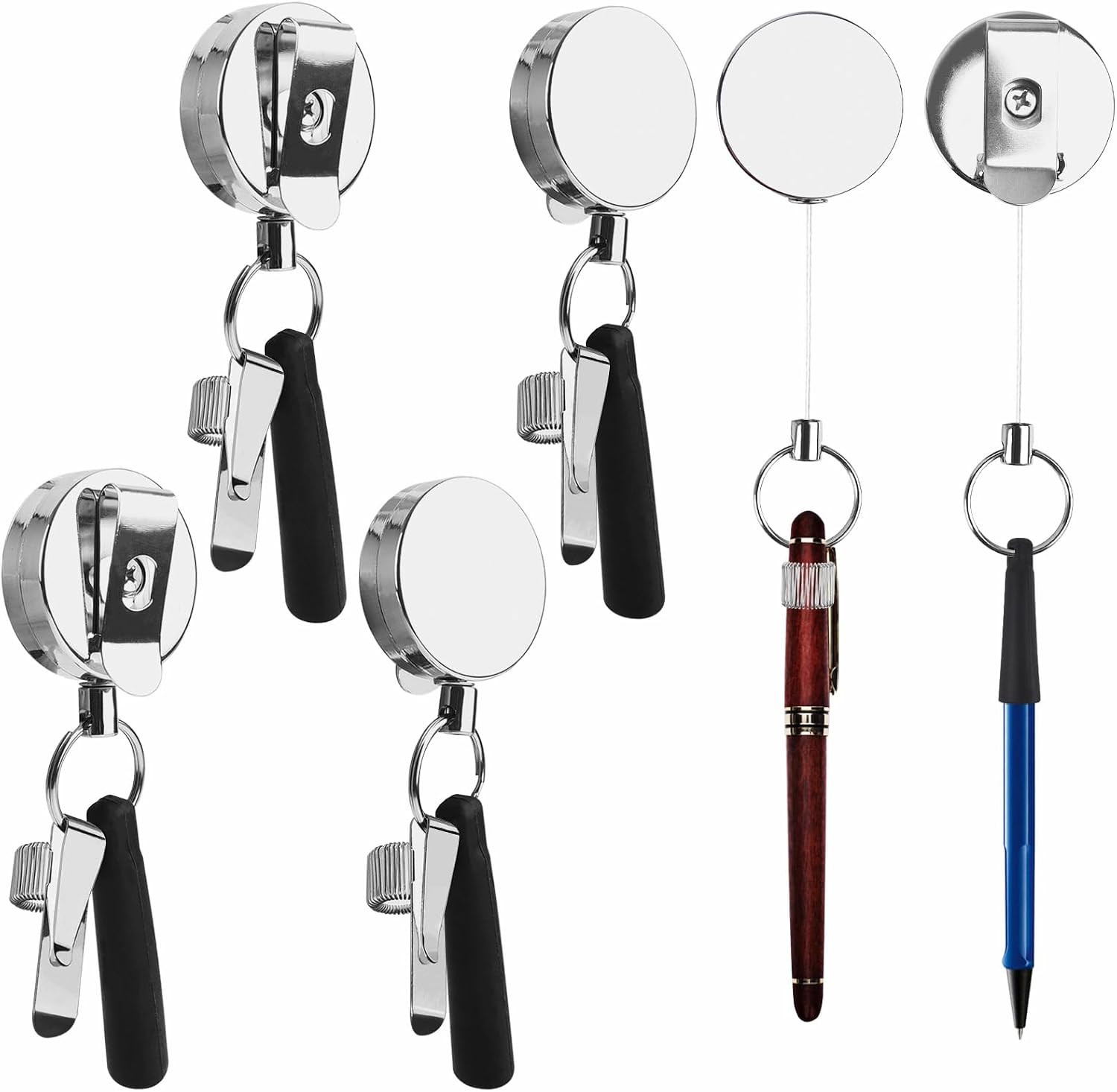 4Pcs Retractable Pull Pen Pencil Holder Heavy Duty Metal Pen Clip and Silicone 4Pcs Retractable Pull Pen Pencil Holder Heavy Duty Metal Pen Clip and Silicone
