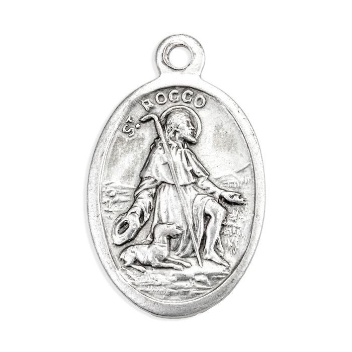 Saint St. Rocco (Roch) - Pray for Us - Ox Italian Silver tone 1\ Saint St. Rocco (Roch) - Pray for Us - Ox Italian Silver tone 1\