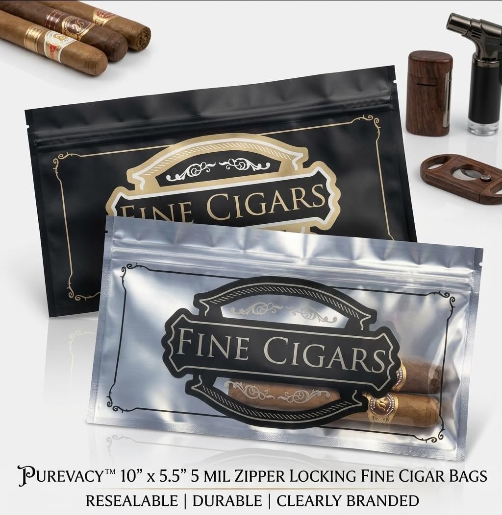 Cigar Storage Bags, 10 x 5.5 Inch, 5 Mil Laminated Zipper Bags, 100 Pack Cigar Storage Bags, 10 x 5.5 Inch, 5 Mil Laminated Zipper Bags, 100 Pack