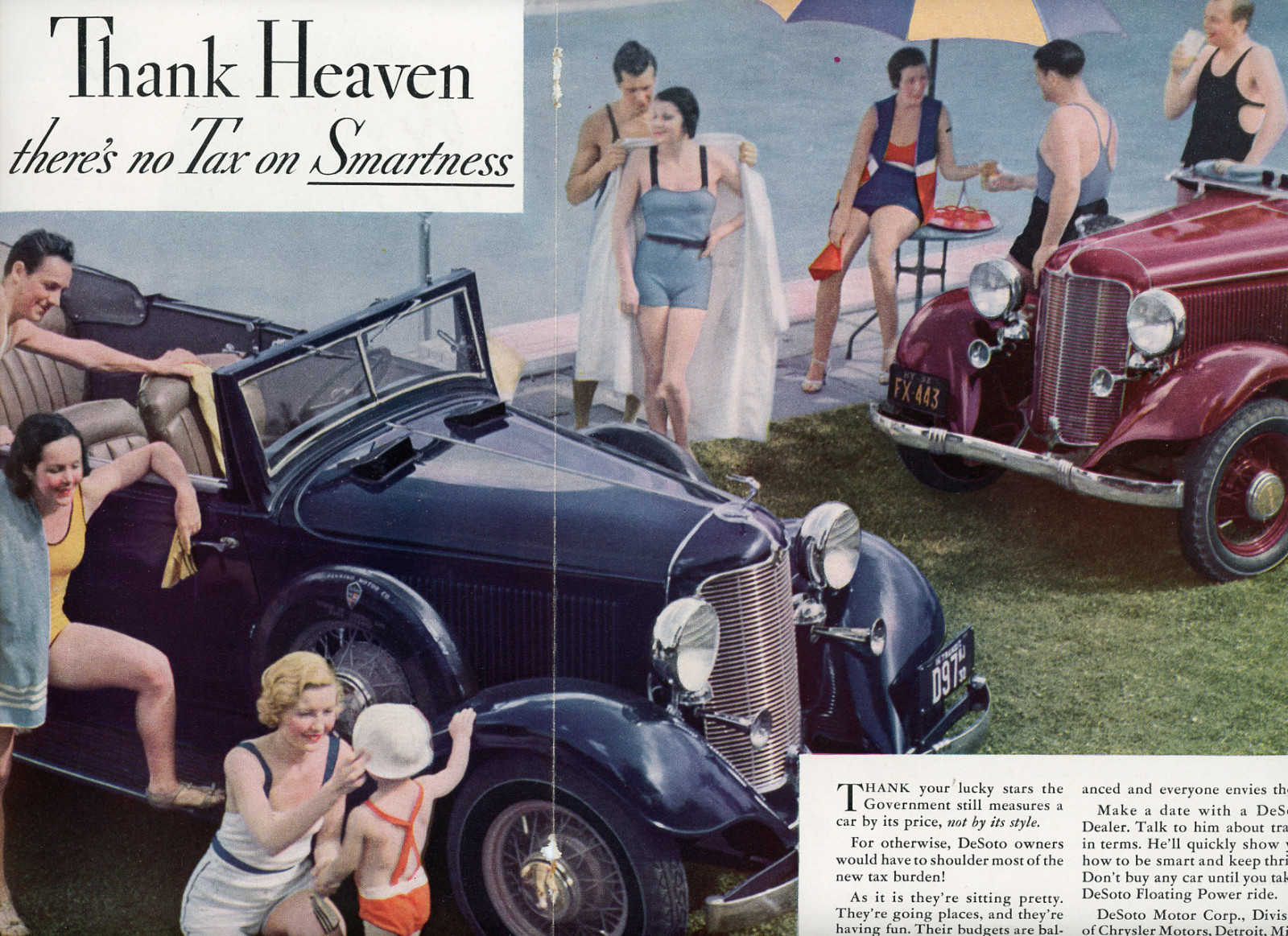 1932 Original De Soto Color Centerfold Ad. Take A Flouting Power Ride 1932 Original De Soto Color Centerfold Ad. Take A Flouting Power Ride