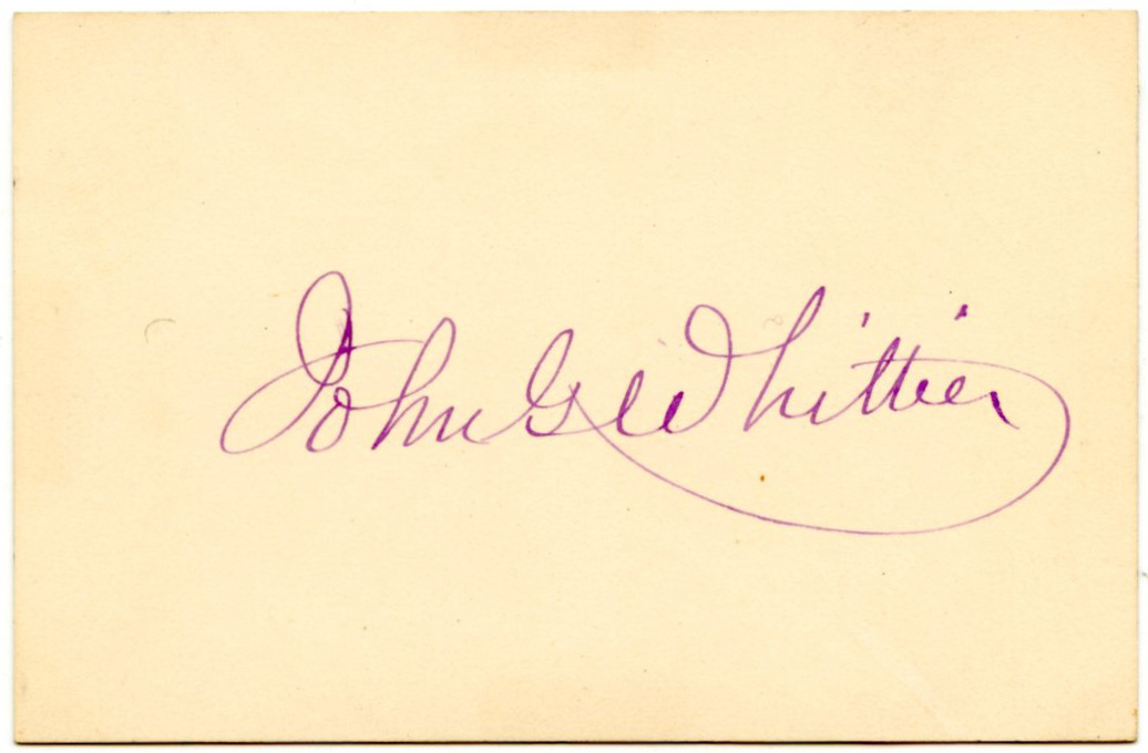 JOHN GREENLEAF WHITTIER, Quaker Poet & Abolitionist, Signed Autograph 10936