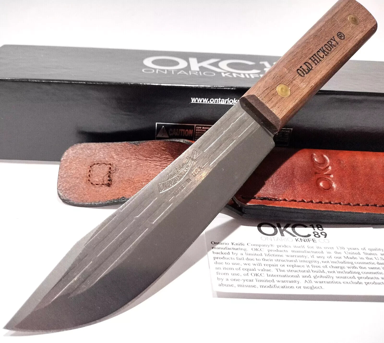 Ontario OKC Old Hickory USA Hardwood OH7026 Skinning Hunting Knife + Sheath NEW Ontario OKC Old Hickory USA Hardwood OH7026 Skinning Hunting Knife + Sheath NEW