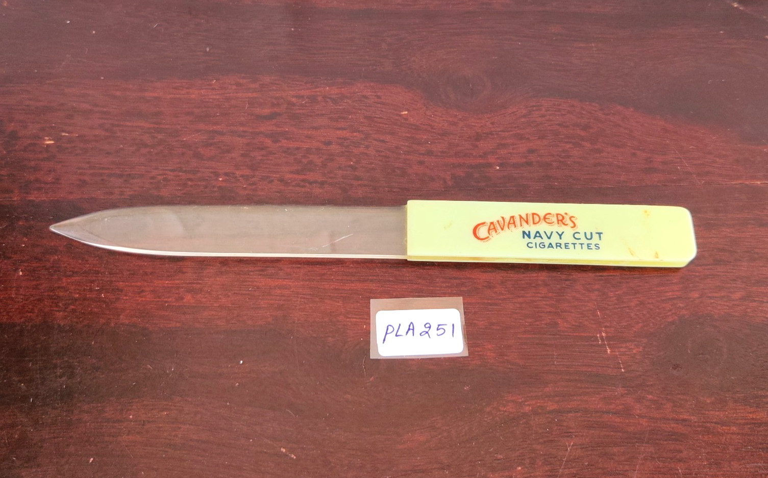 1940s Vintage Cavander Navy Cut Cigarette Advertising Letter Opener Rare PLA251 1940s Vintage Cavander Navy Cut Cigarette Advertising Letter Opener Rare PLA251