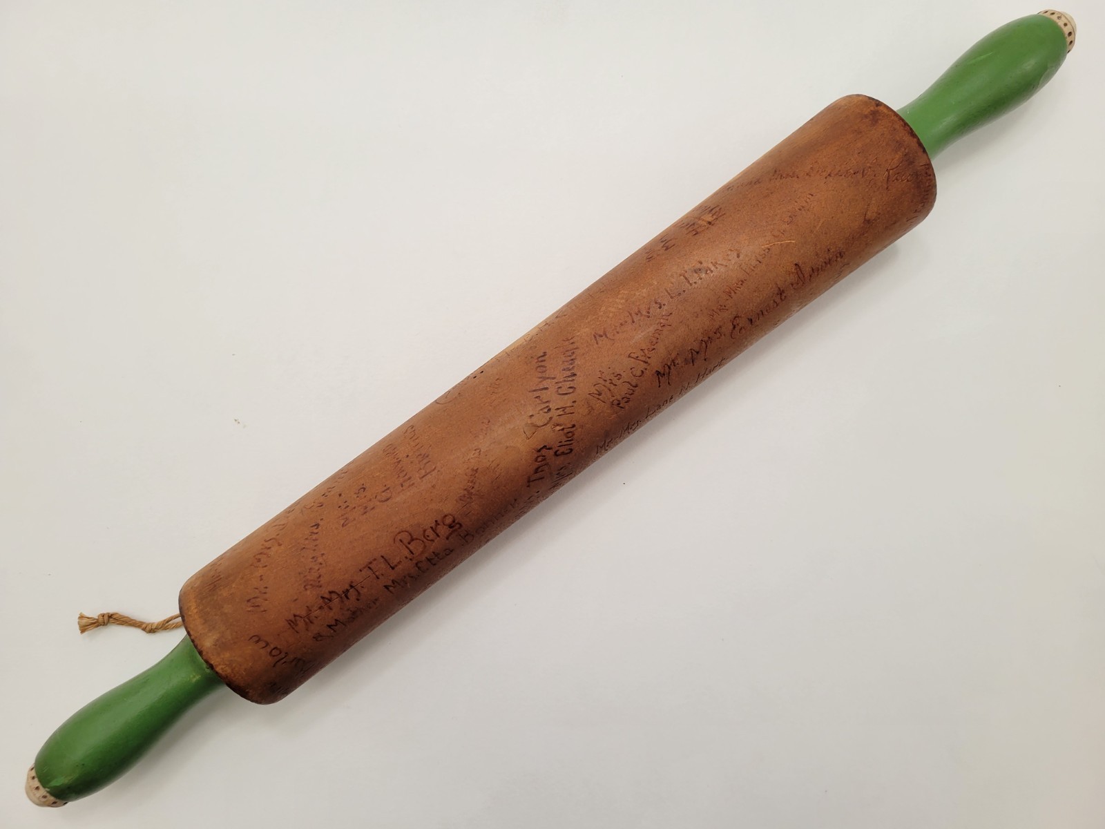 Vintage 1940s Womens Club Rolling Pin Wooden Kitchenware Signed Santa Monica CA Vintage 1940s Womens Club Rolling Pin Wooden Kitchenware Signed Santa Monica CA