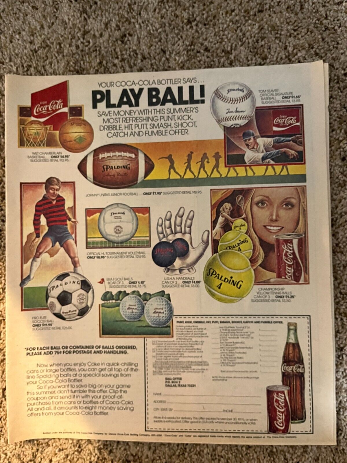 1976 Coca Cola Spalding Play Ball Newspaper Ad