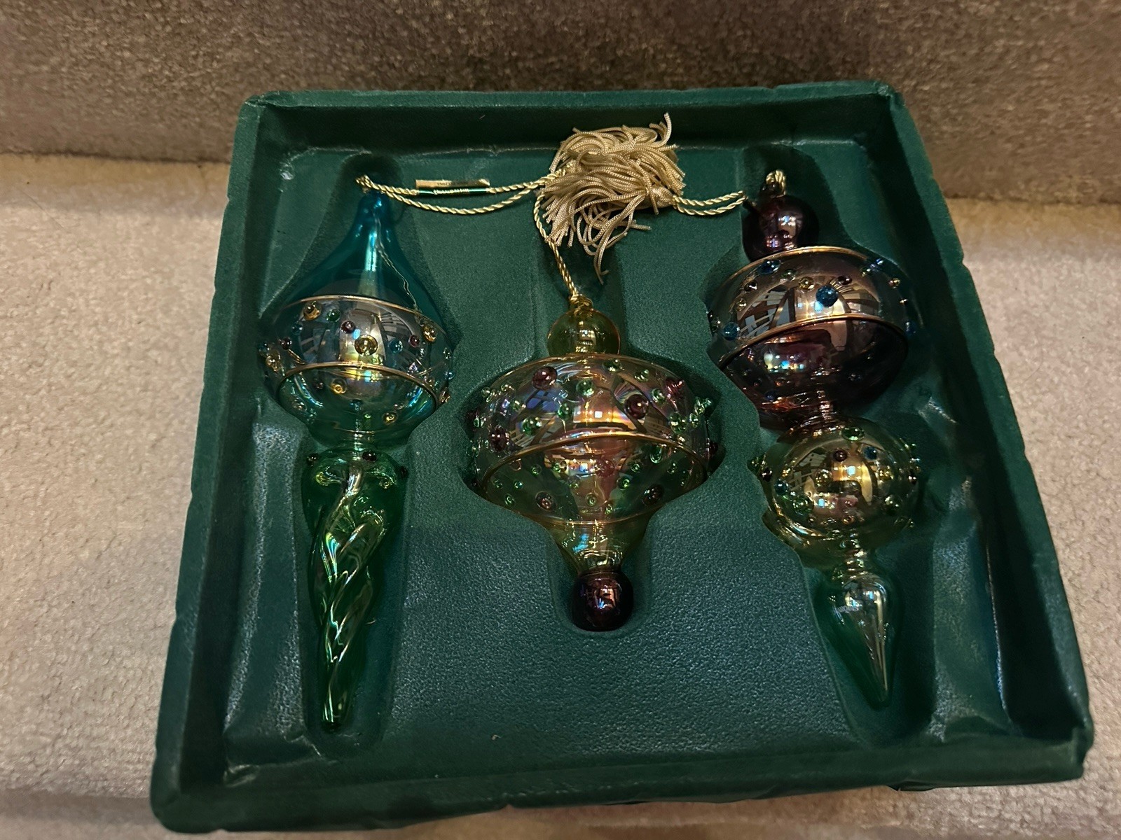 WATERFORD MARQUIS PASTEL GEM CHRISTMAS ORNAMENTS IN BOX WATERFORD MARQUIS PASTEL GEM CHRISTMAS ORNAMENTS IN BOX