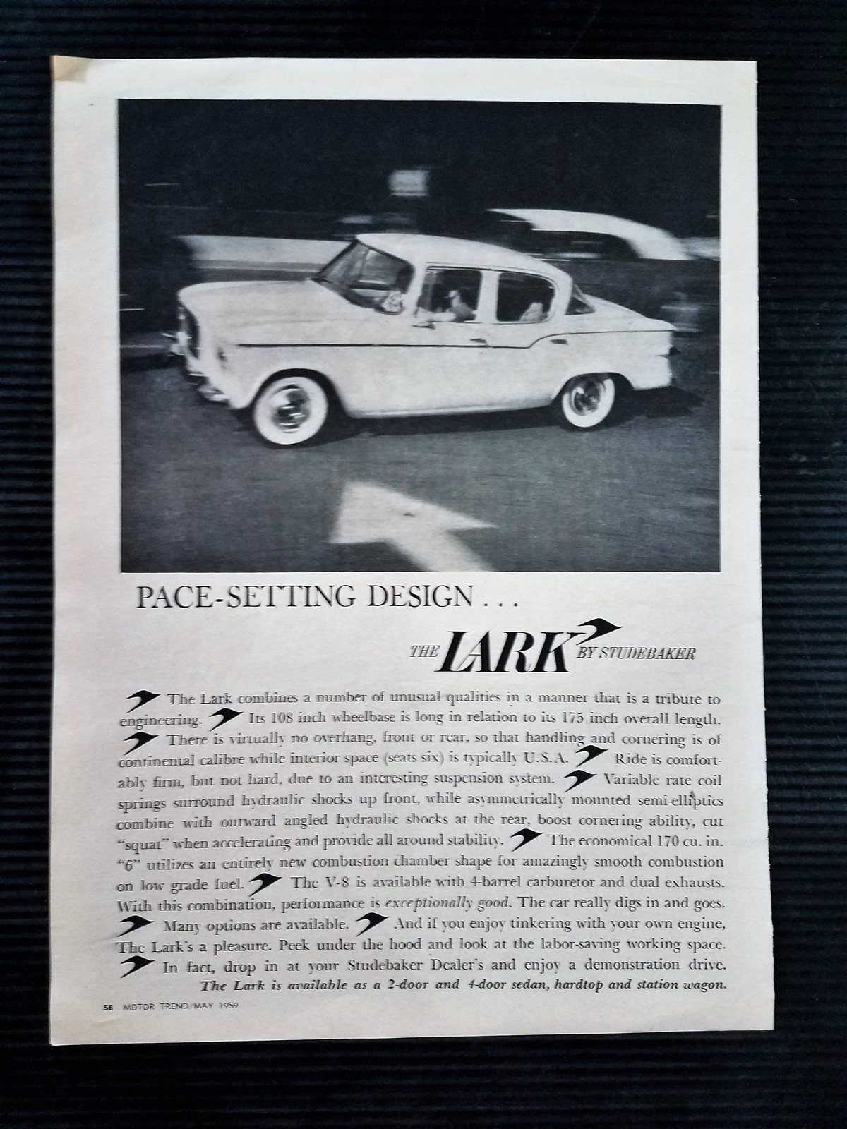 Original 1959 Studebaker Lark - Full Page Vintage Ad