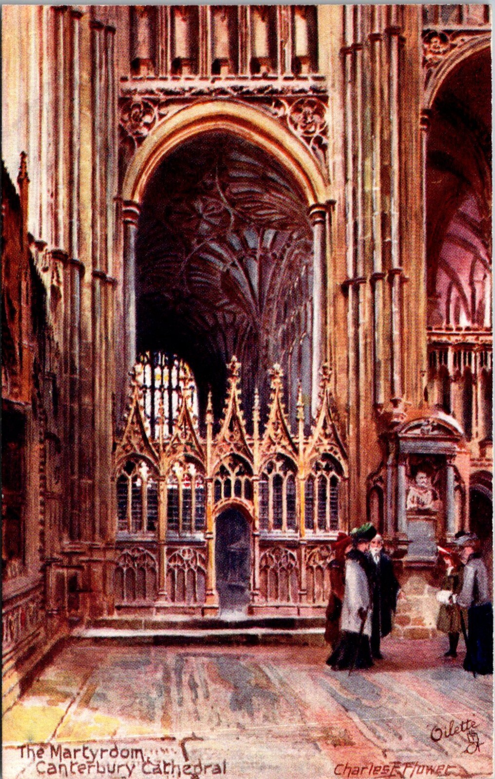 The Martyrdom, Canterbury Cathedral Tuck 7021 Vintage Postcard H07