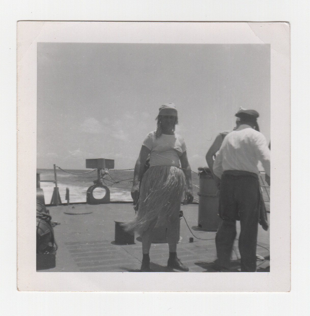 Vintage 1960s Photo US Navy Sailor Hula Skirt Crossing The Line Shellback Kodak Vintage 1960s Photo US Navy Sailor Hula Skirt Crossing The Line Shellback Kodak