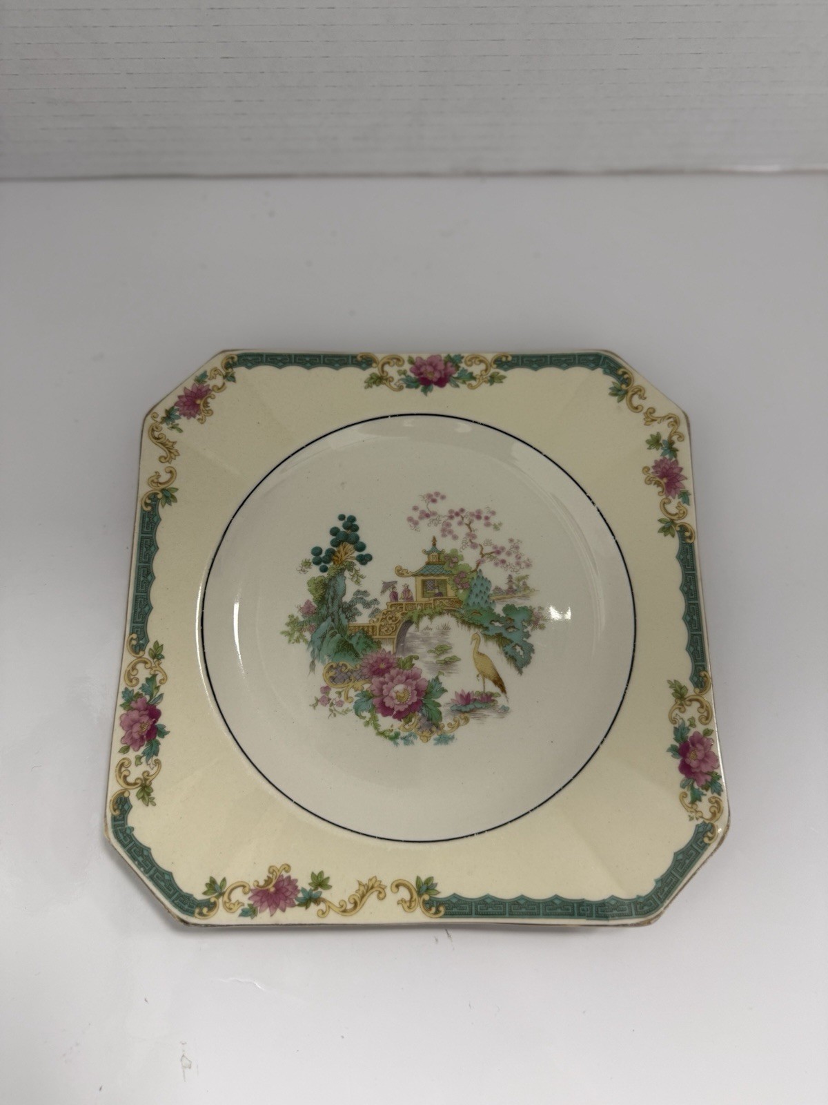 Vintage Myott Staffordshire England Square Luncheon Plate Flamingo Pattern F2835 Vintage Myott Staffordshire England Square Luncheon Plate Flamingo Pattern F2835