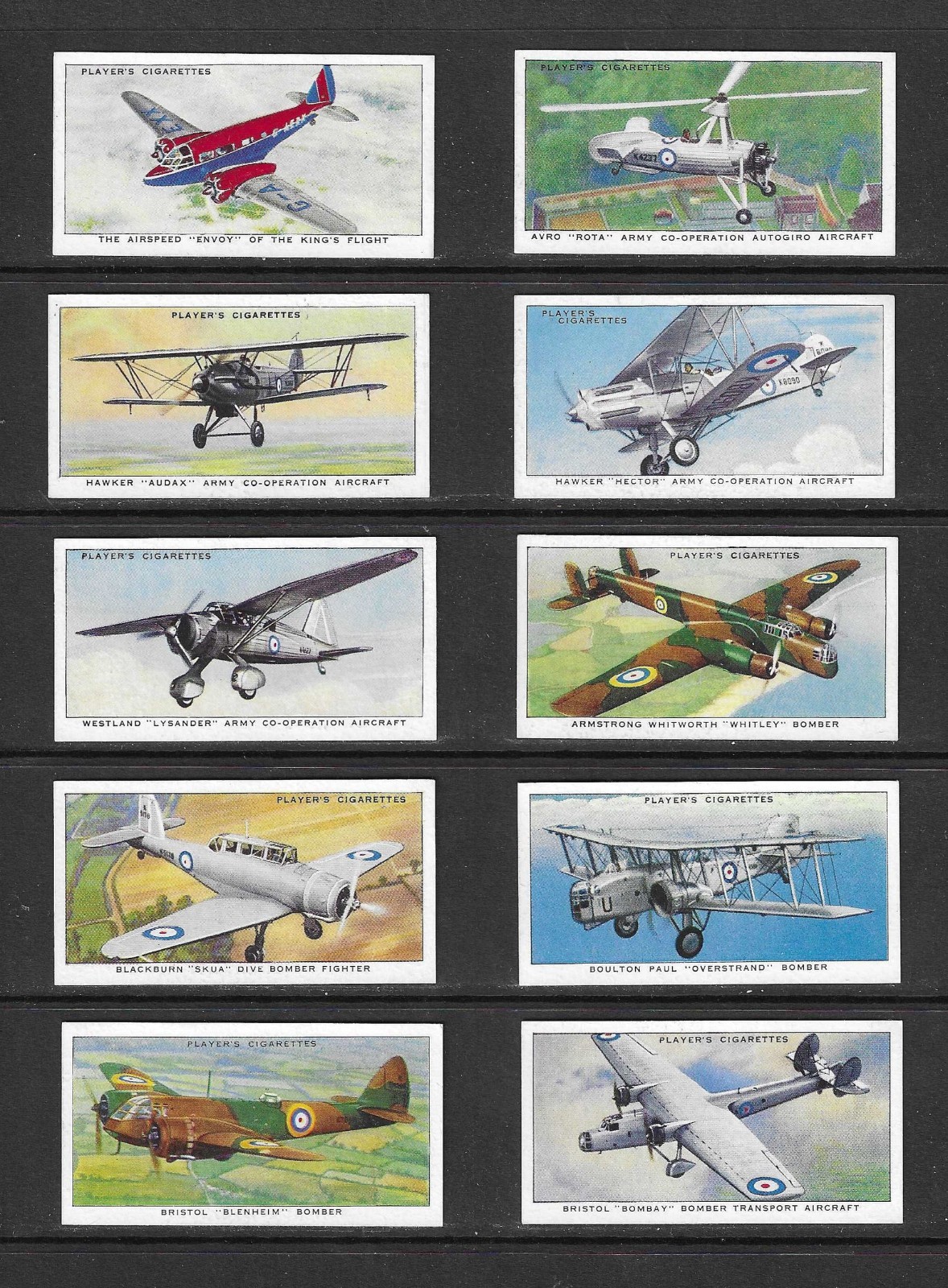 Players 1938 AIRCRAFT OF THE ROYAL AIR FORCE set cigarette cards Players 1938 AIRCRAFT OF THE ROYAL AIR FORCE set cigarette cards