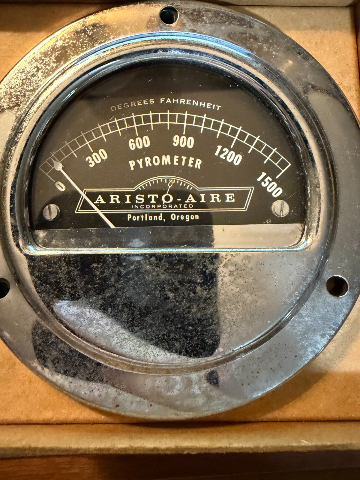 Vintage NOS Aristo-Aire Pyrometer 0-1500°F Gauge - C345J - Bezel, Template & Box Vintage NOS Aristo-Aire Pyrometer 0-1500°F Gauge - C345J - Bezel, Template & Box