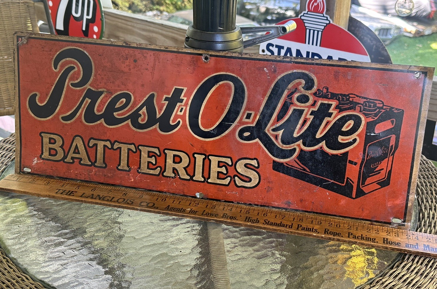 Rare Prest-O-Lite Batteries Sign. 1920s Nasico Kokomo Indiana Sign Original  Rare Prest-O-Lite Batteries Sign. 1920s Nasico Kokomo Indiana Sign Original 