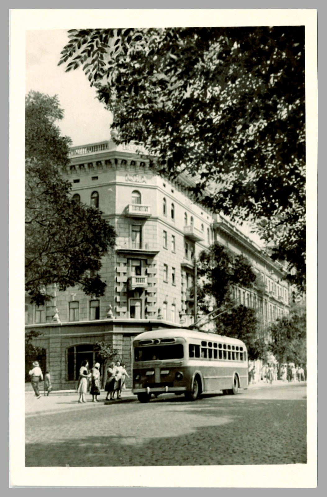 Deribasivska Street Slava Workers\' Building Odesa Ukraine RPPC c1955 Postcard Deribasivska Street Slava Workers\' Building Odesa Ukraine RPPC c1955 Postcard