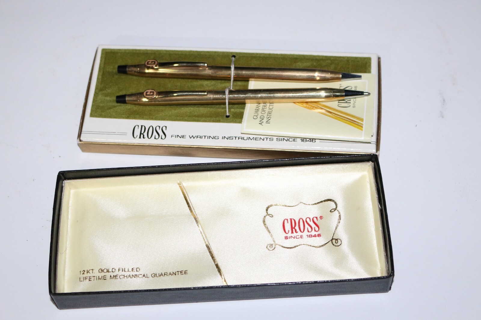 NOS Cross 6601, 12 KT. Gold Filled set ball pen pencil w/ monogram \ NOS Cross 6601, 12 KT. Gold Filled set ball pen pencil w/ monogram \