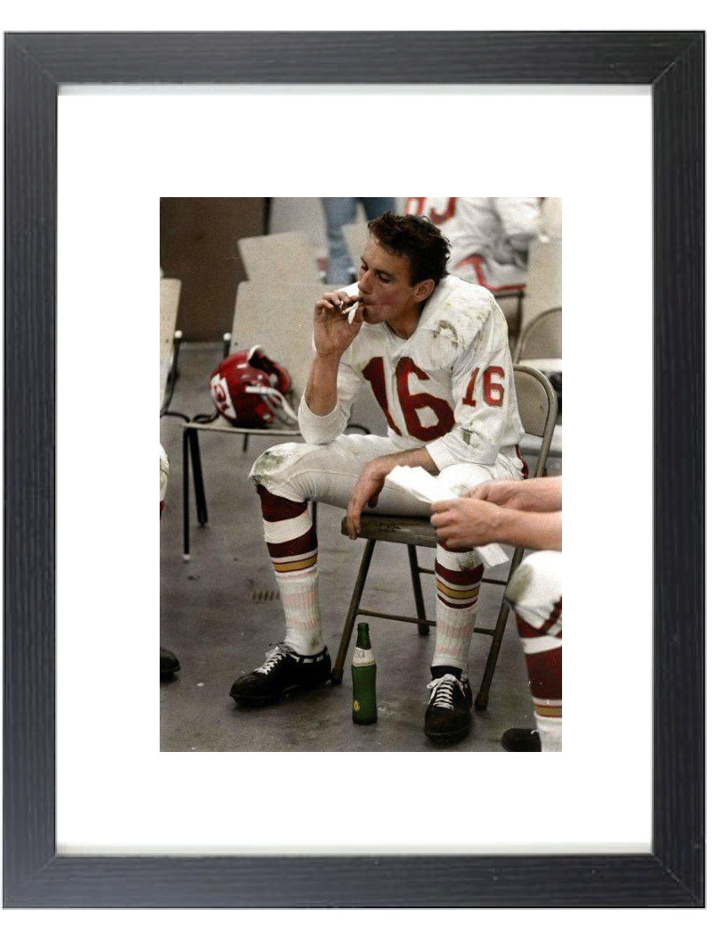 Chief\'s QB Len Dawson Smoking and Drinking Matted & Framed Picture Photo
