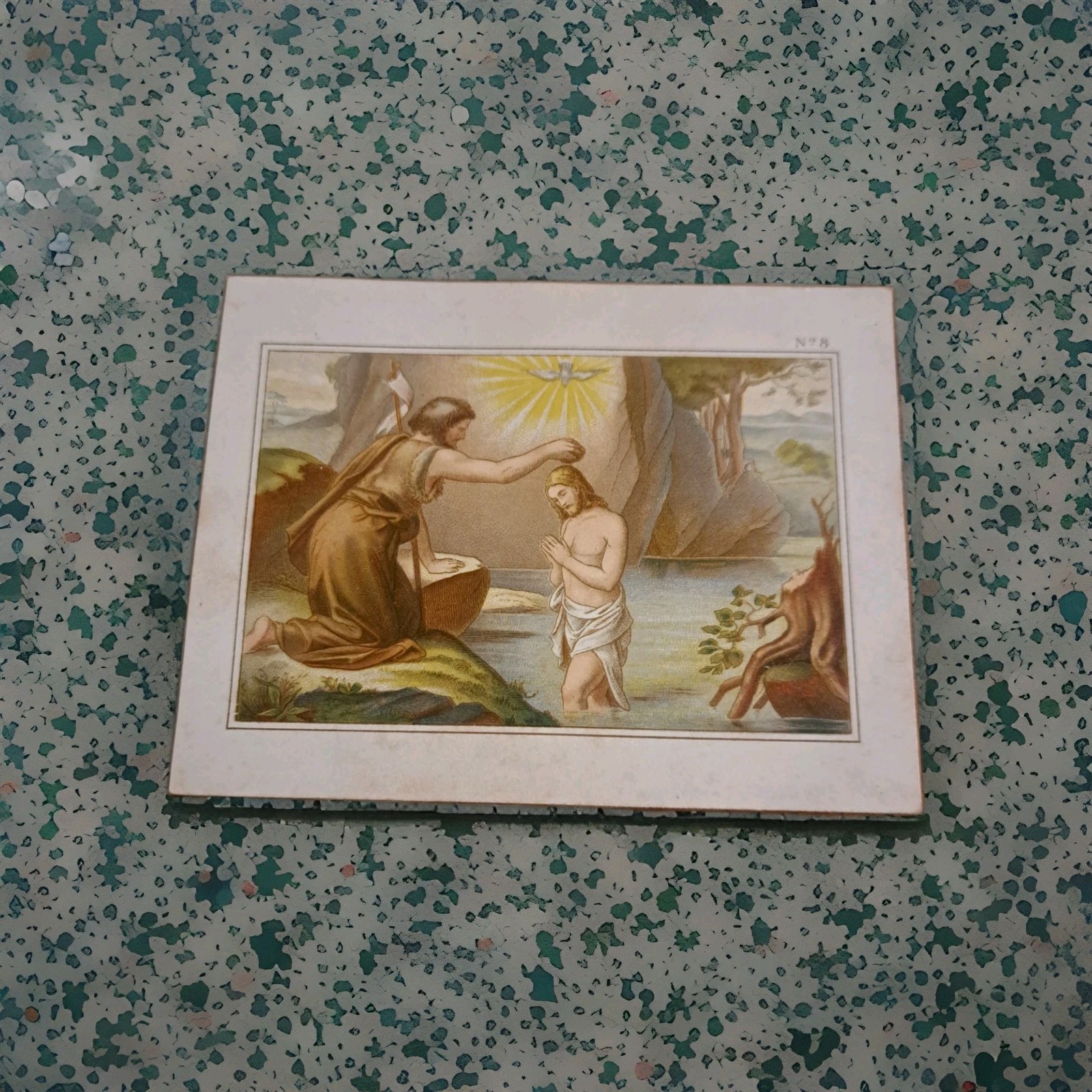 Vintage German Card John The Baptist & Jesus Vintage German Card John The Baptist & Jesus
